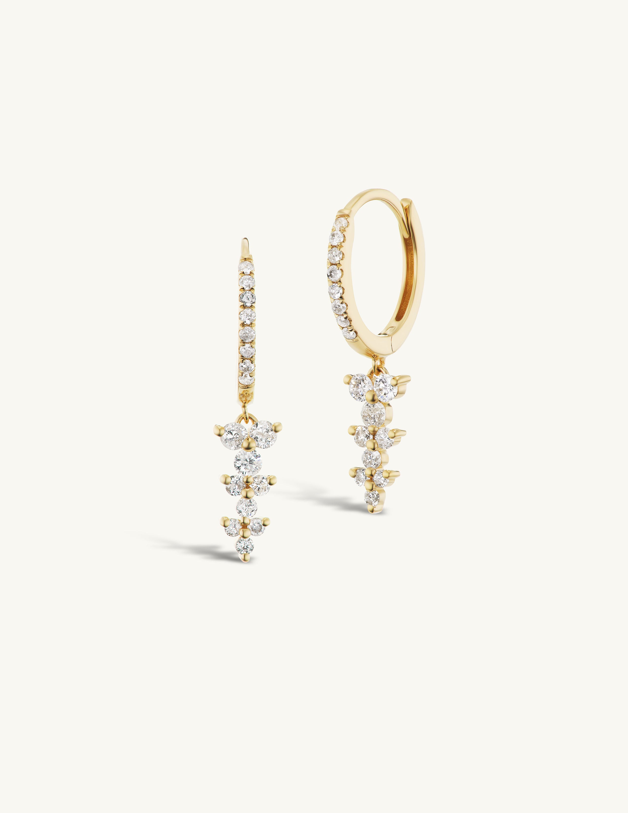Pave Huggies with Diamond Waterfall Drops