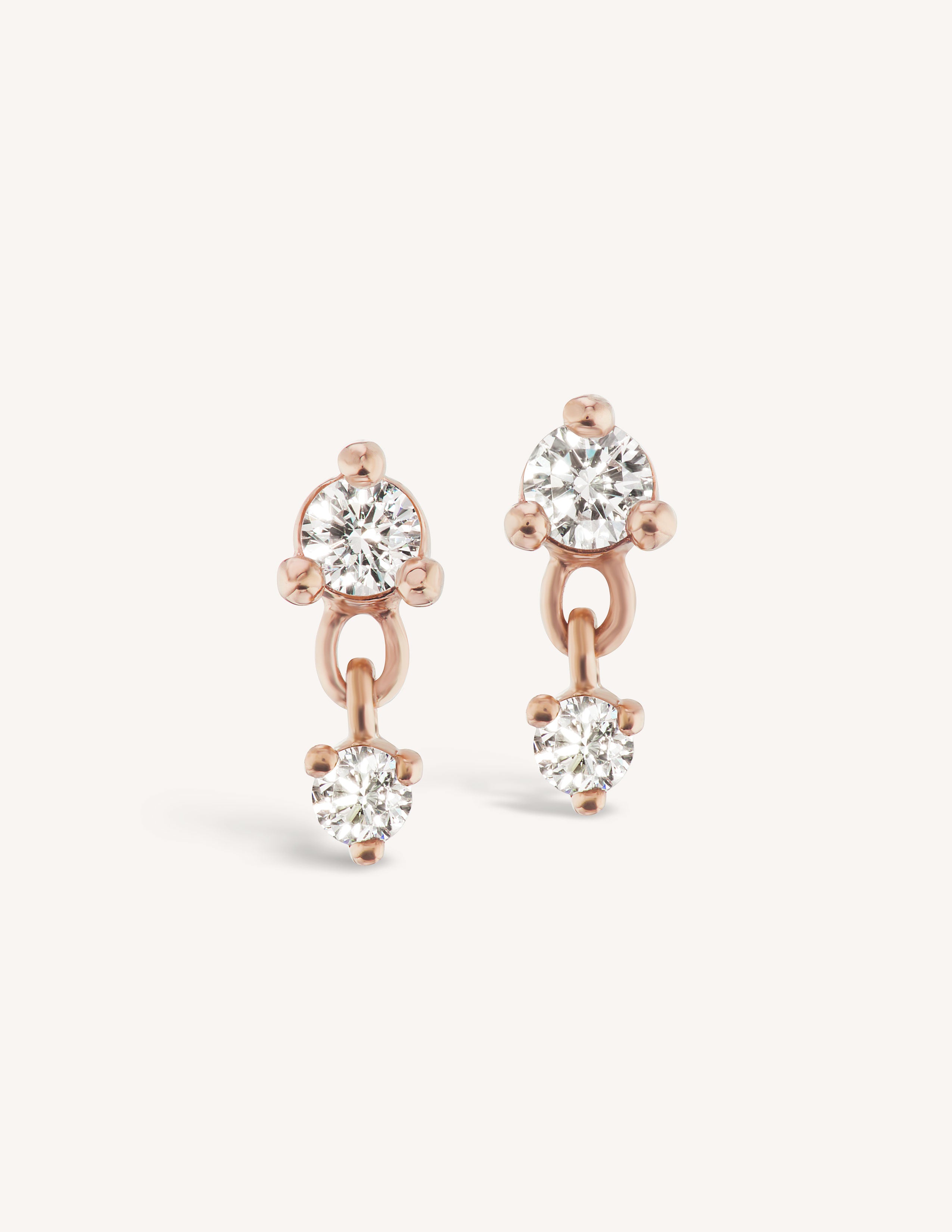 Diamond Twin Dangle Studs