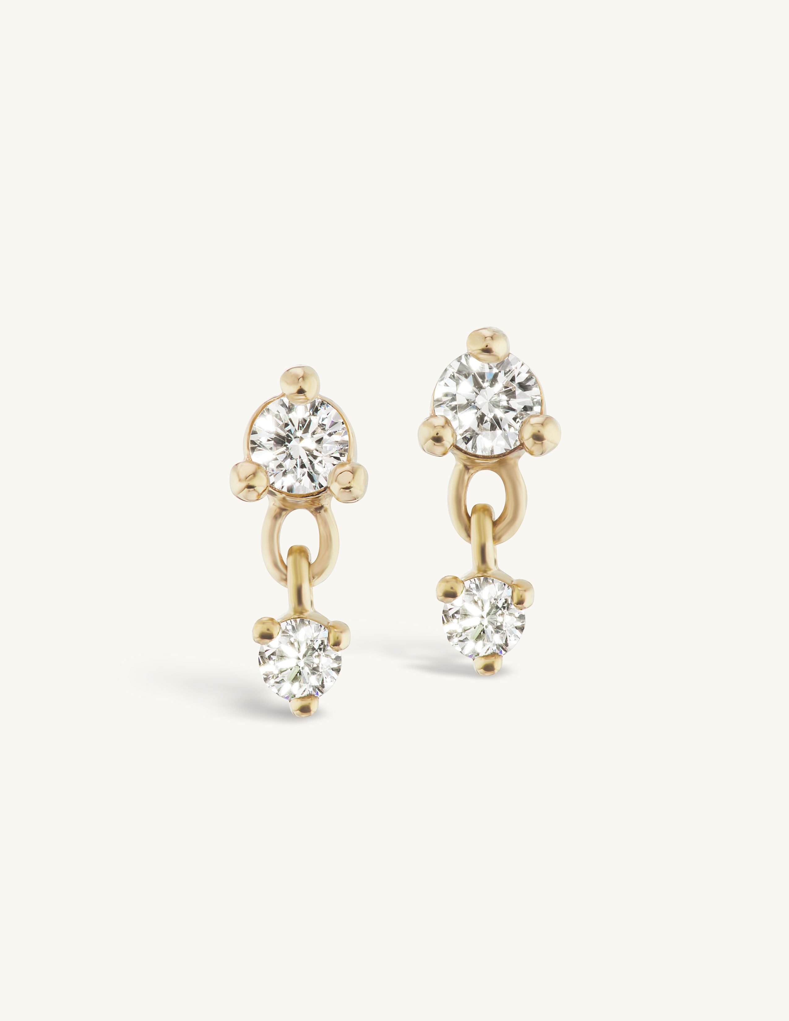 Diamond Twin Dangle Studs