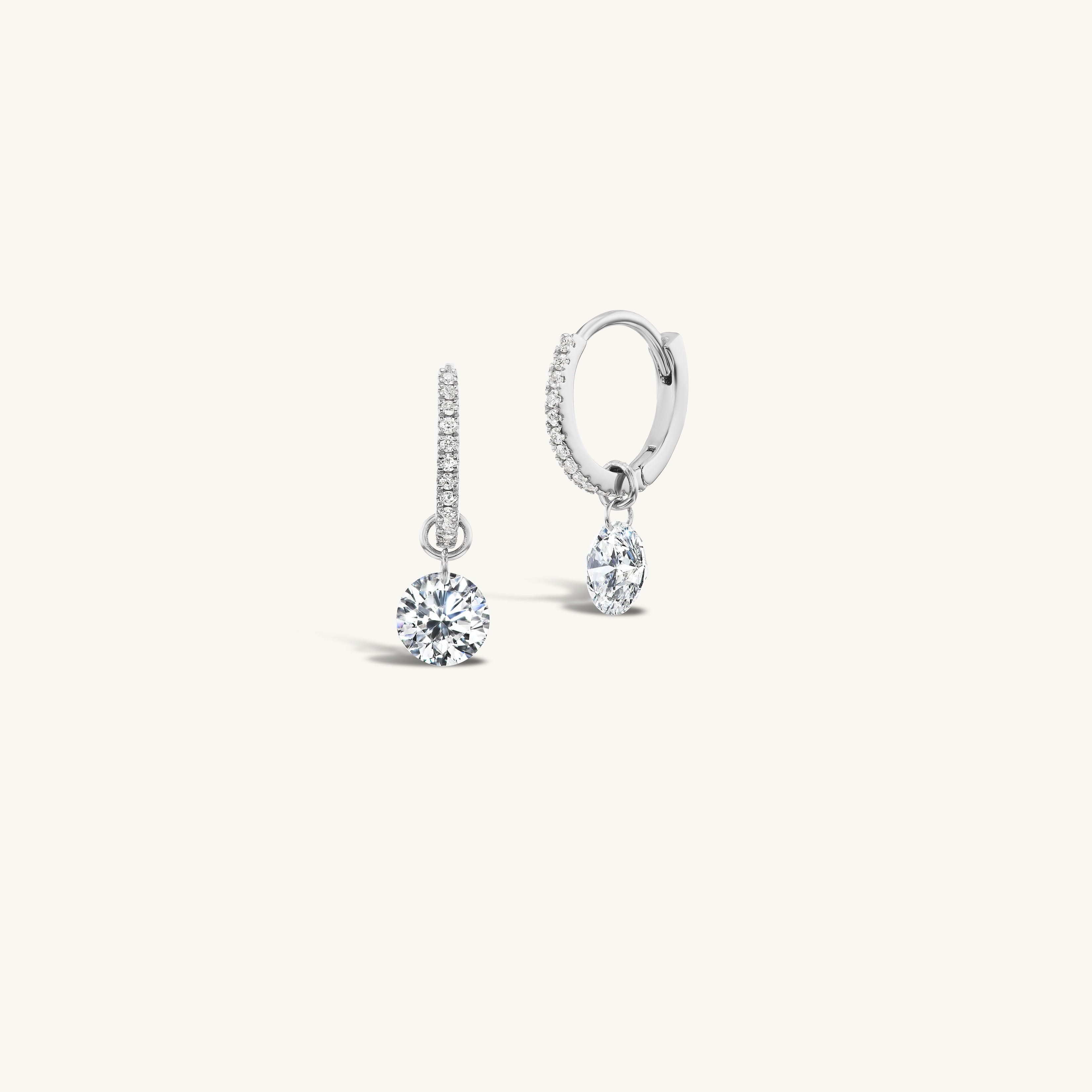 Large Single Pierced Diamond Pave Huggies