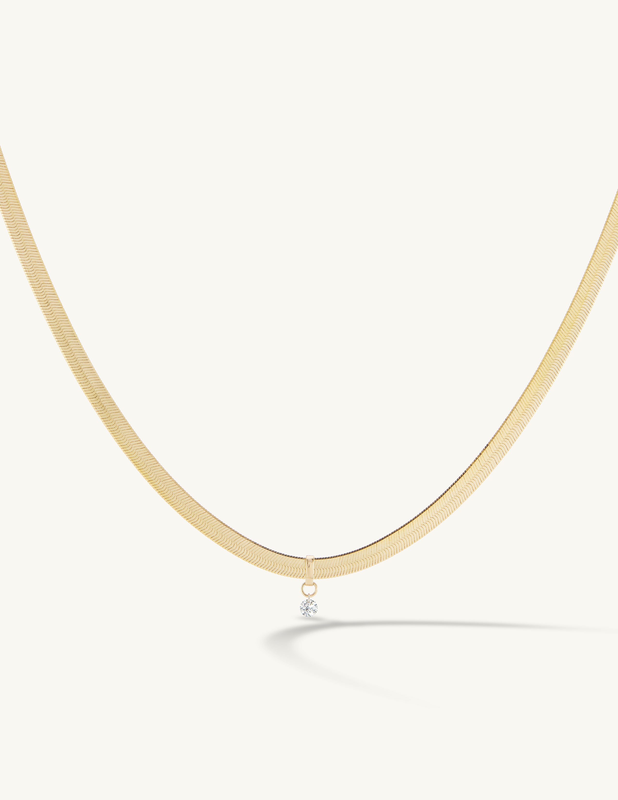 Herringbone Chain with Pierced Diamond