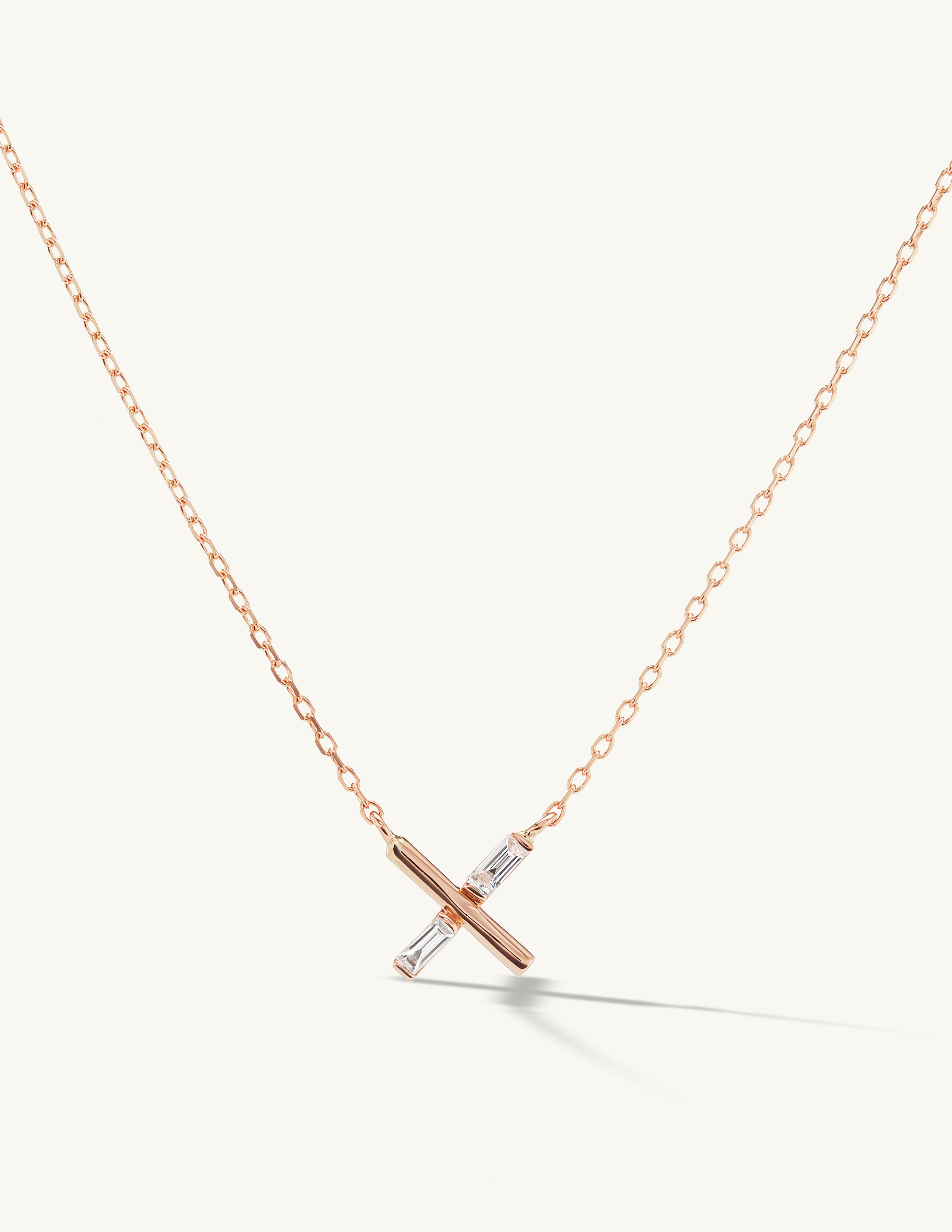 Everytown Mini X Baguette Diamond Pendant