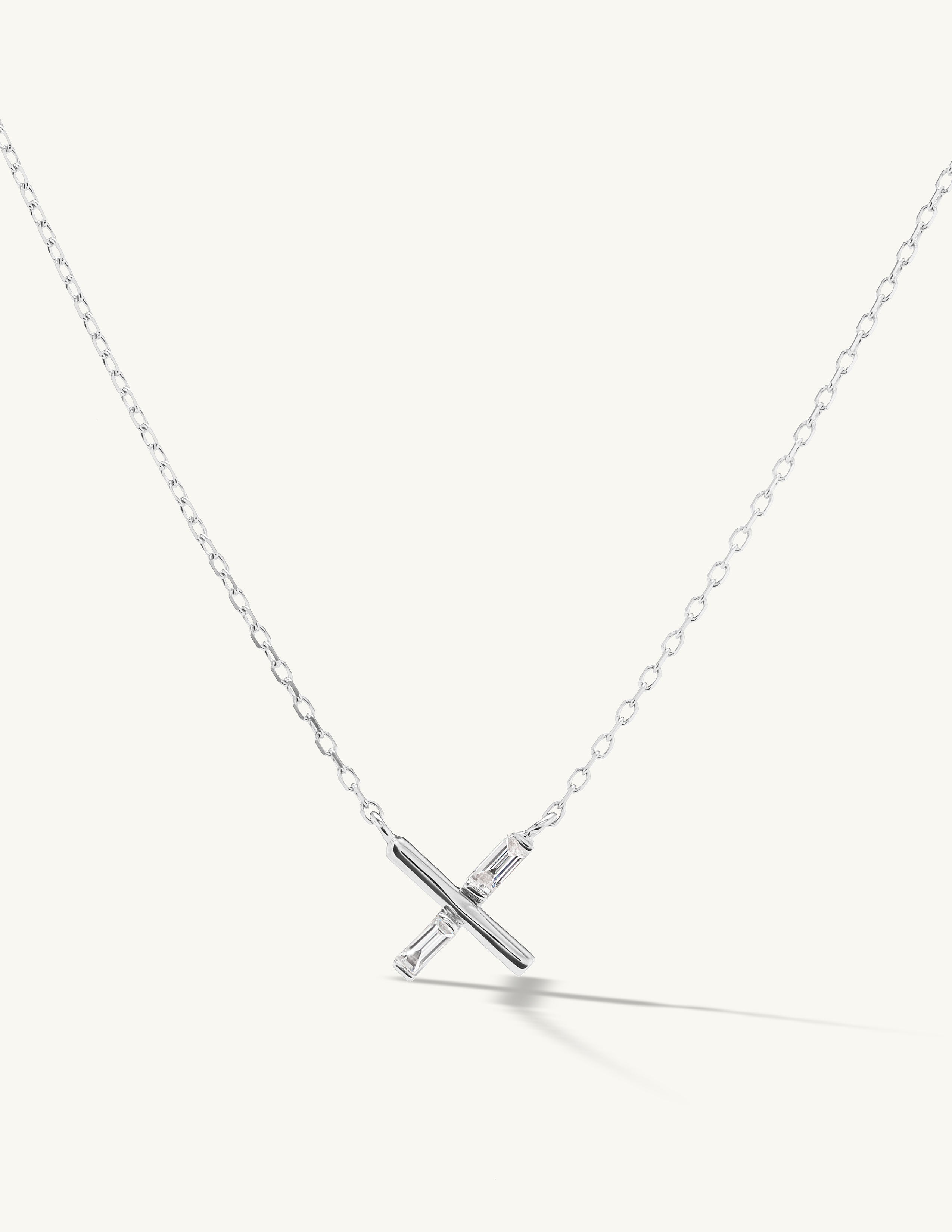Everytown Mini X Baguette Diamond Pendant