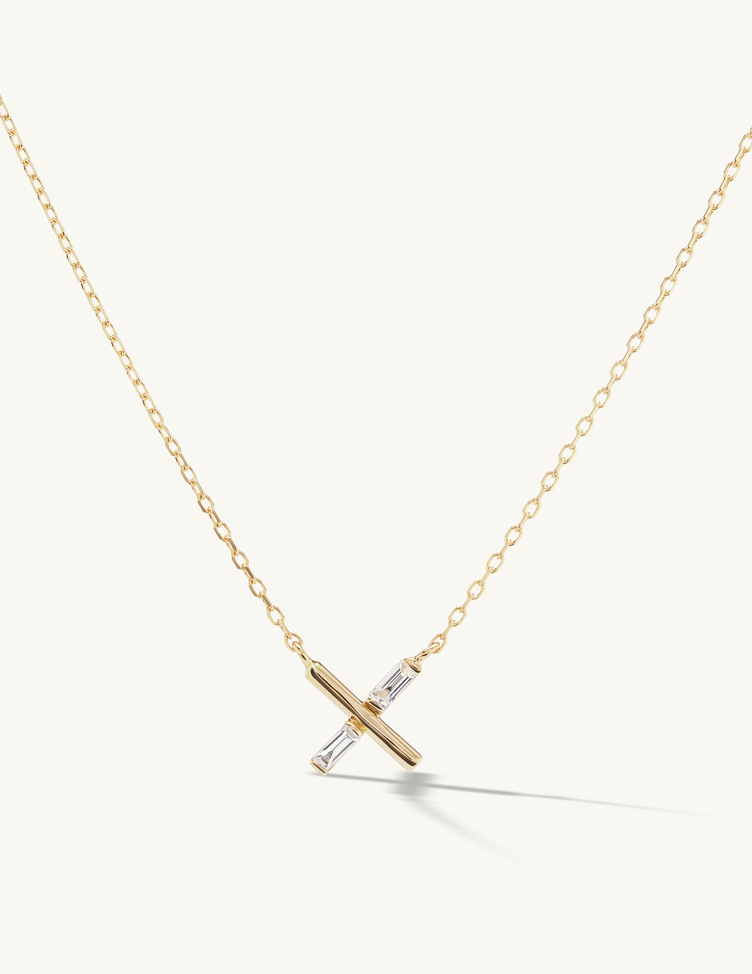 Everytown Mini X Baguette Diamond Pendant