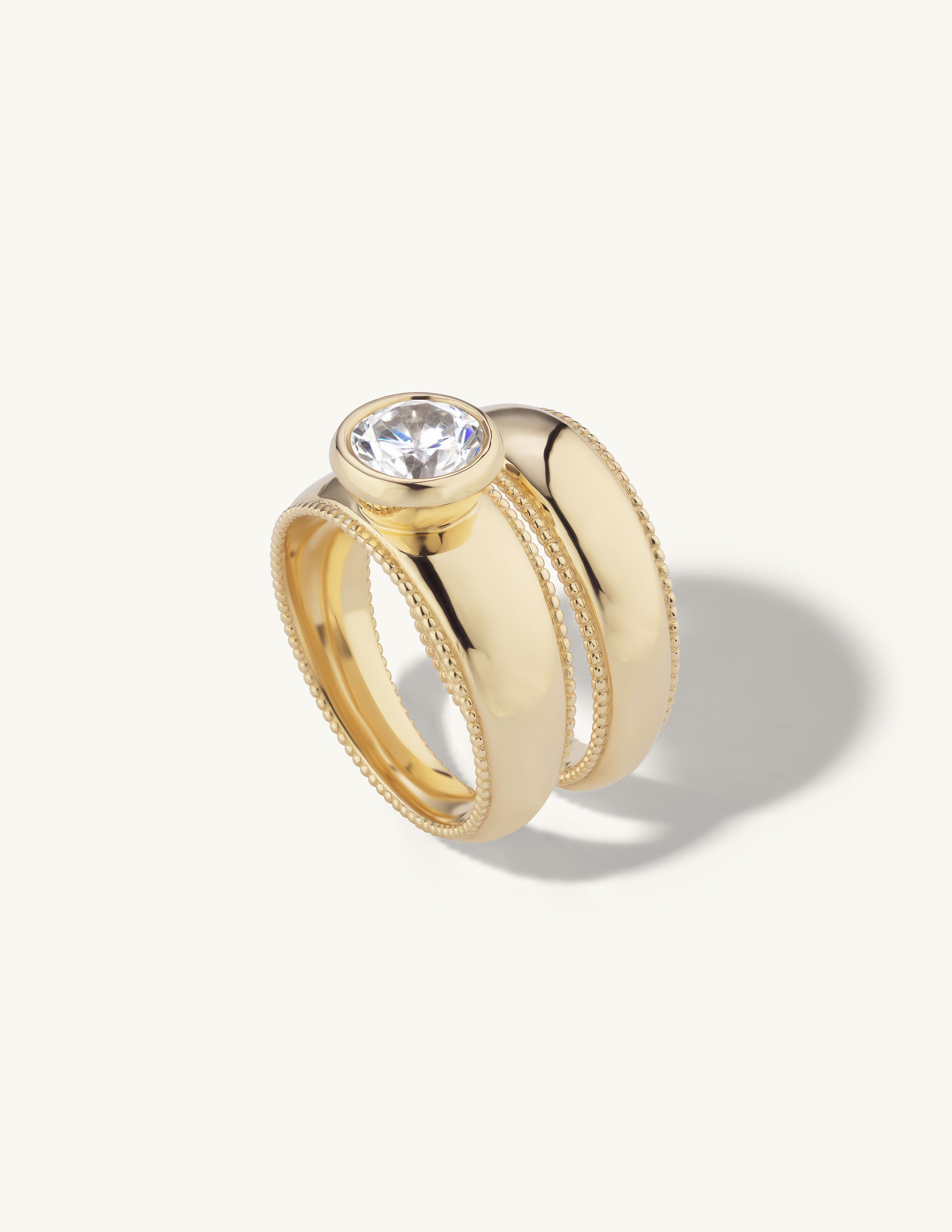 Wide Engagement Ring with Milgrain