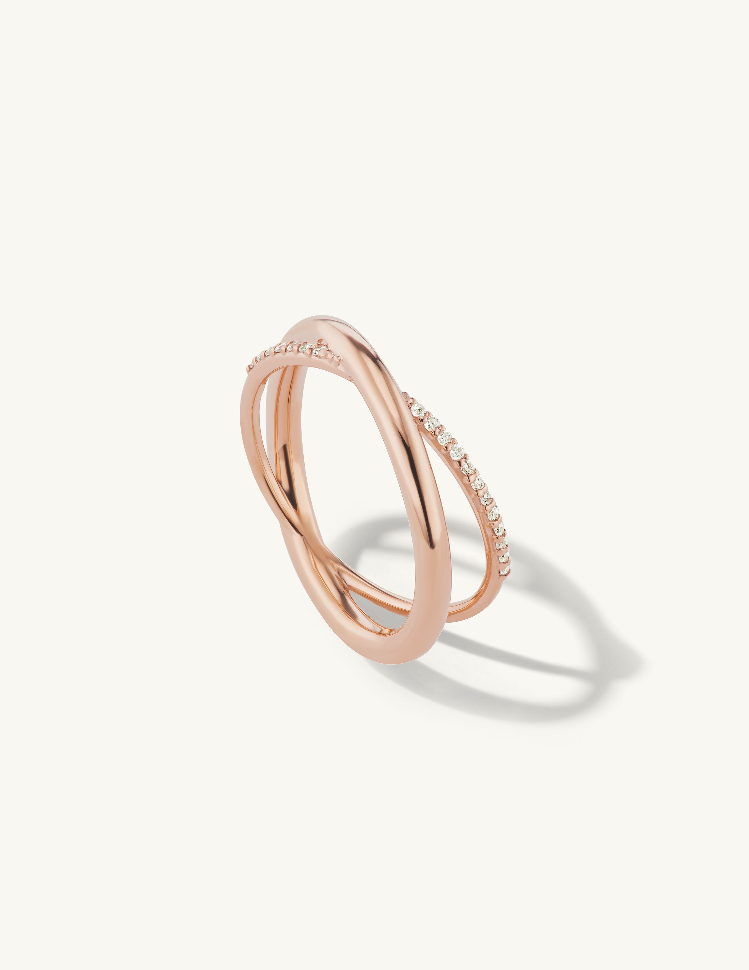 Half Pave Crossover Ring
