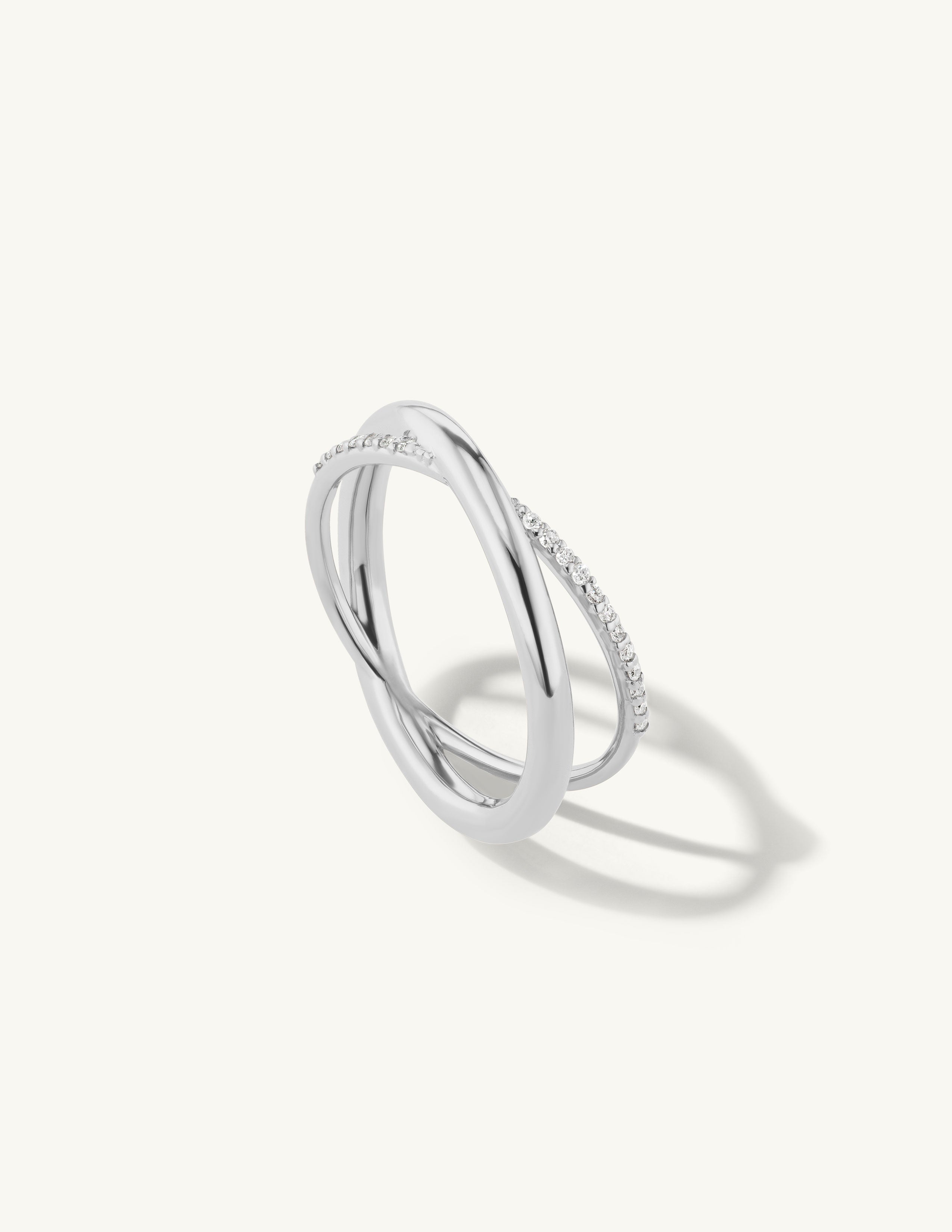 Half Pave Crossover Ring
