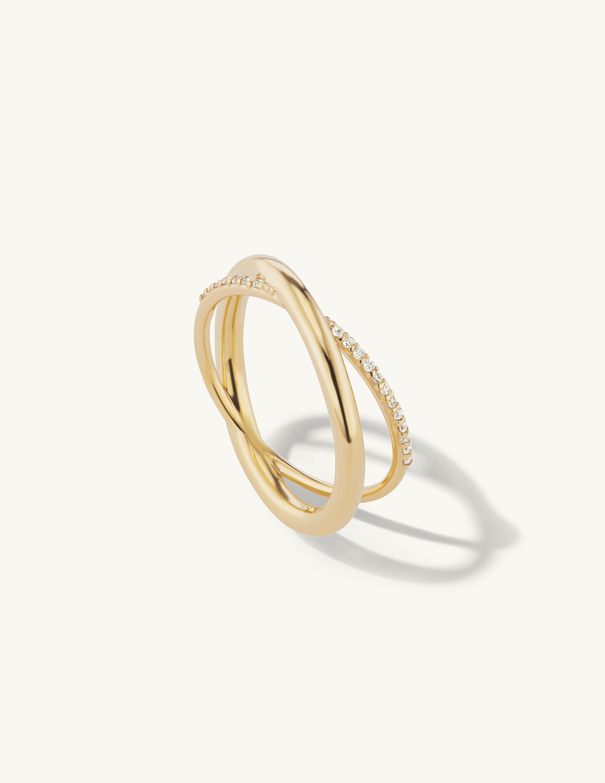 Half Pave Crossover Ring