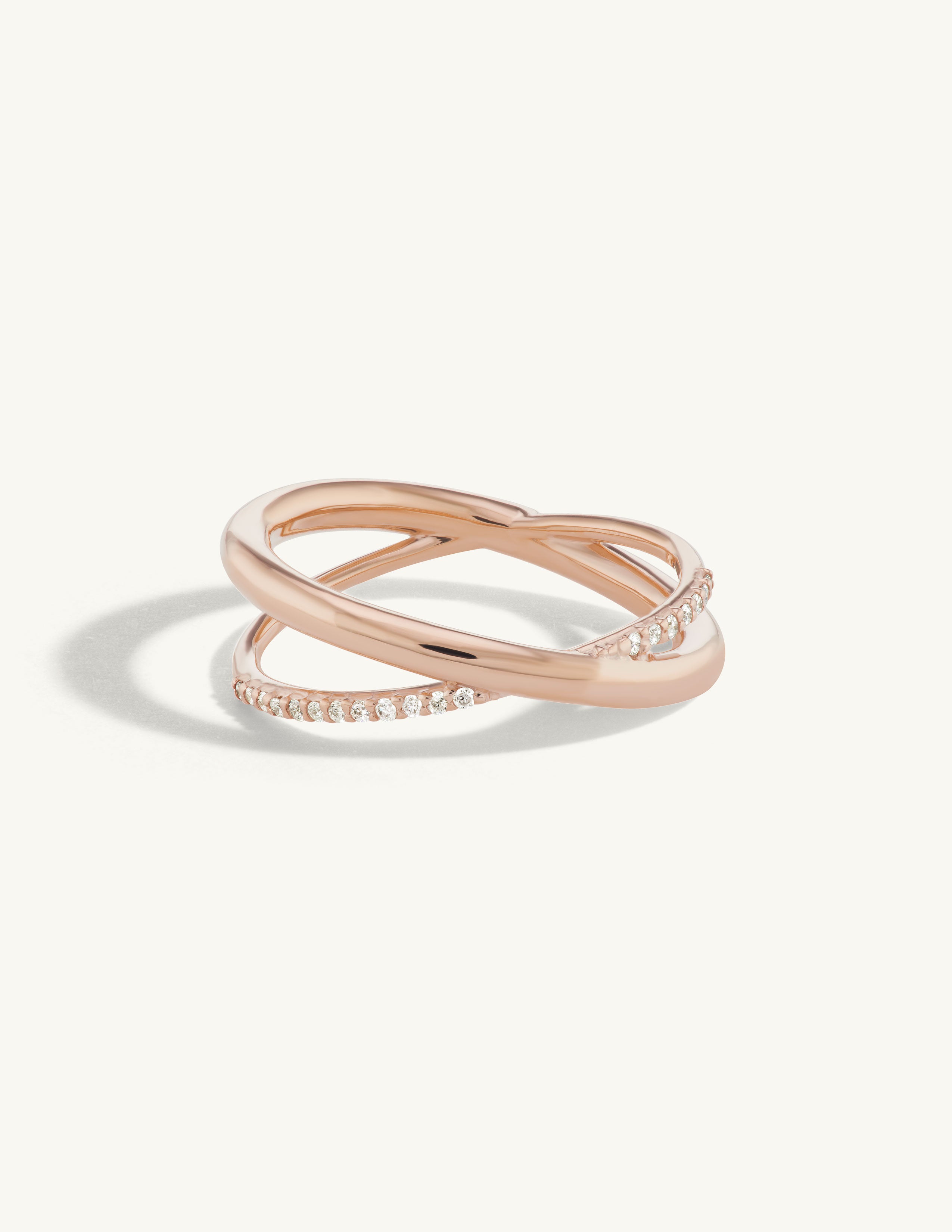Half Pave Crossover Ring