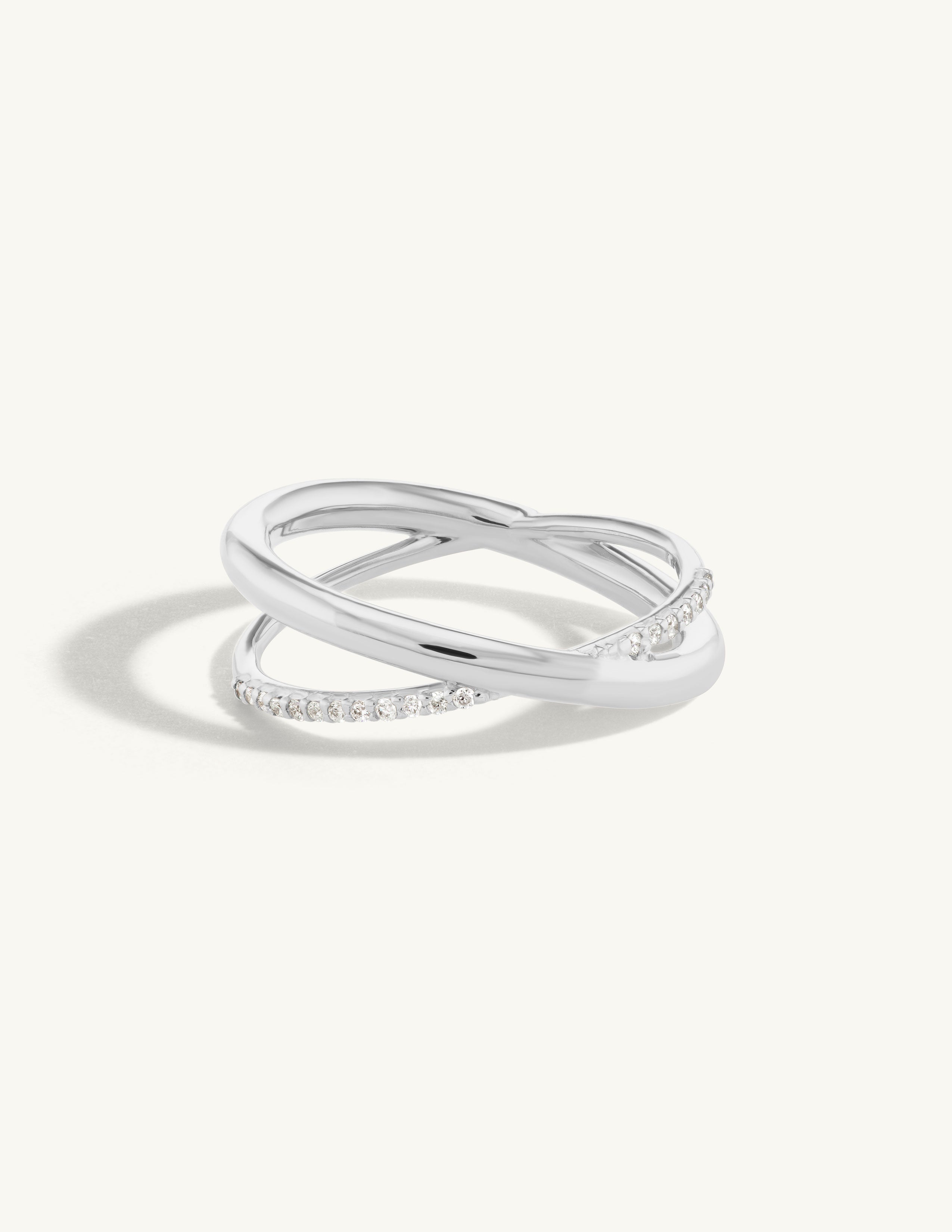 Half Pave Crossover Ring