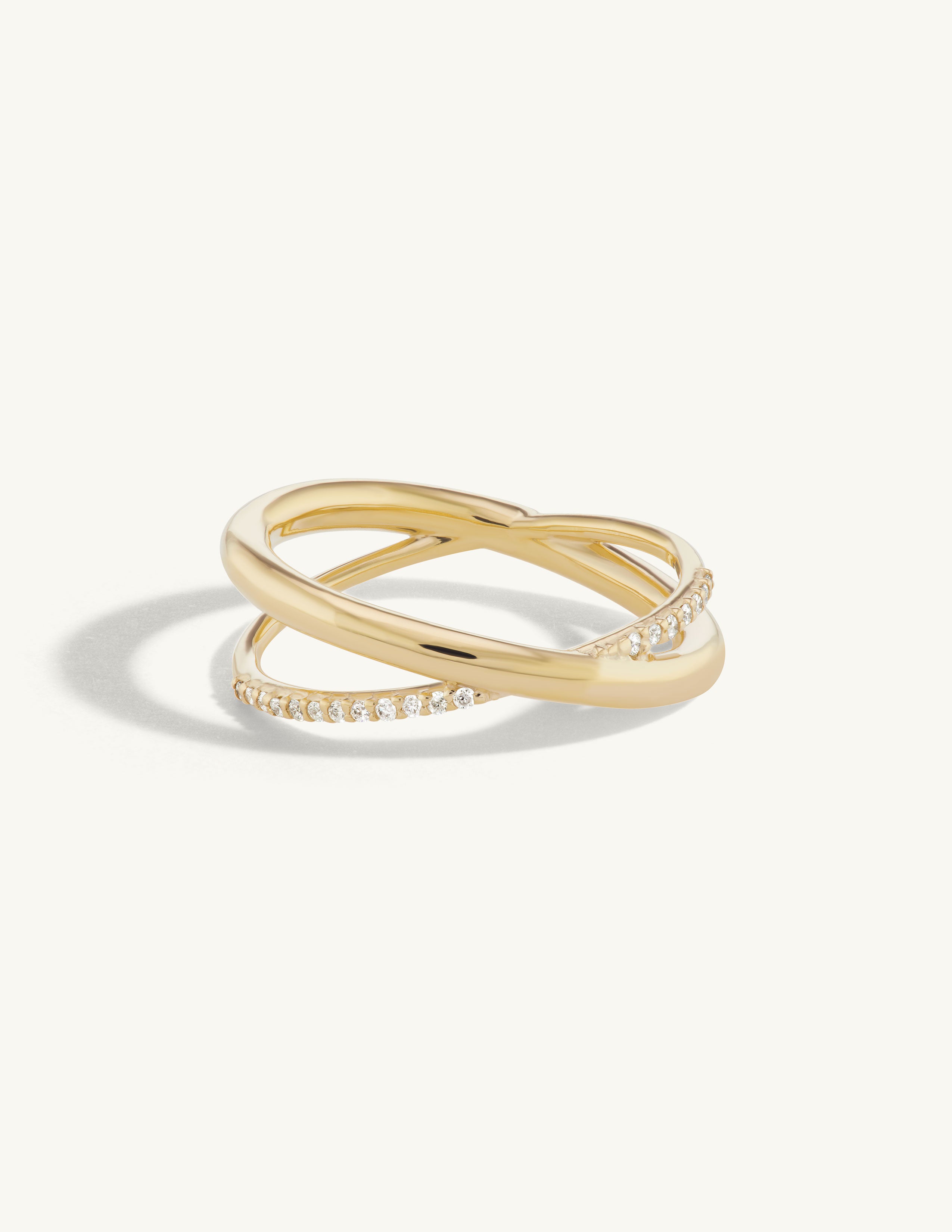 Half Pave Crossover Ring