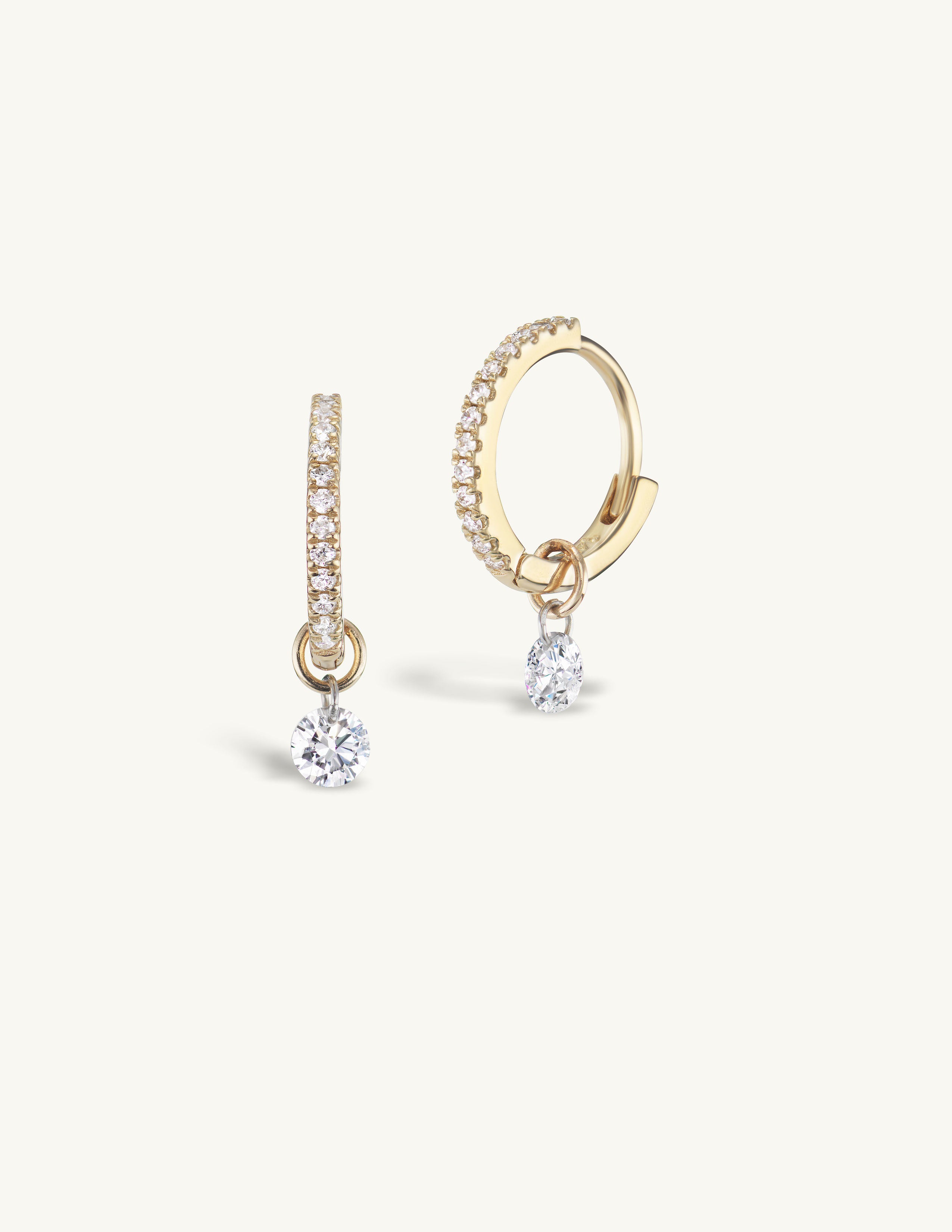 Single Pierced Diamond Pave Huggies