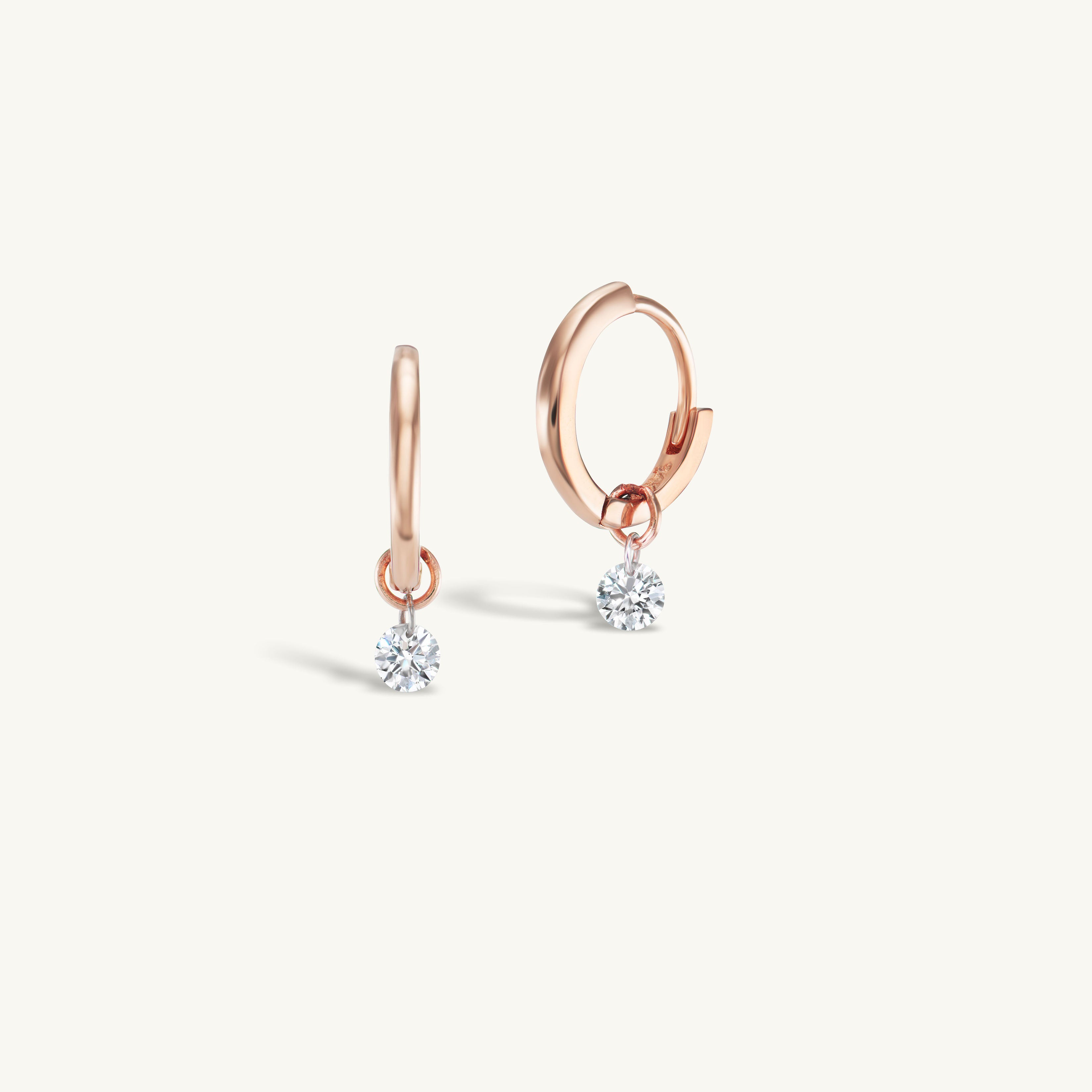 Single Pierced Diamond Gold Huggies