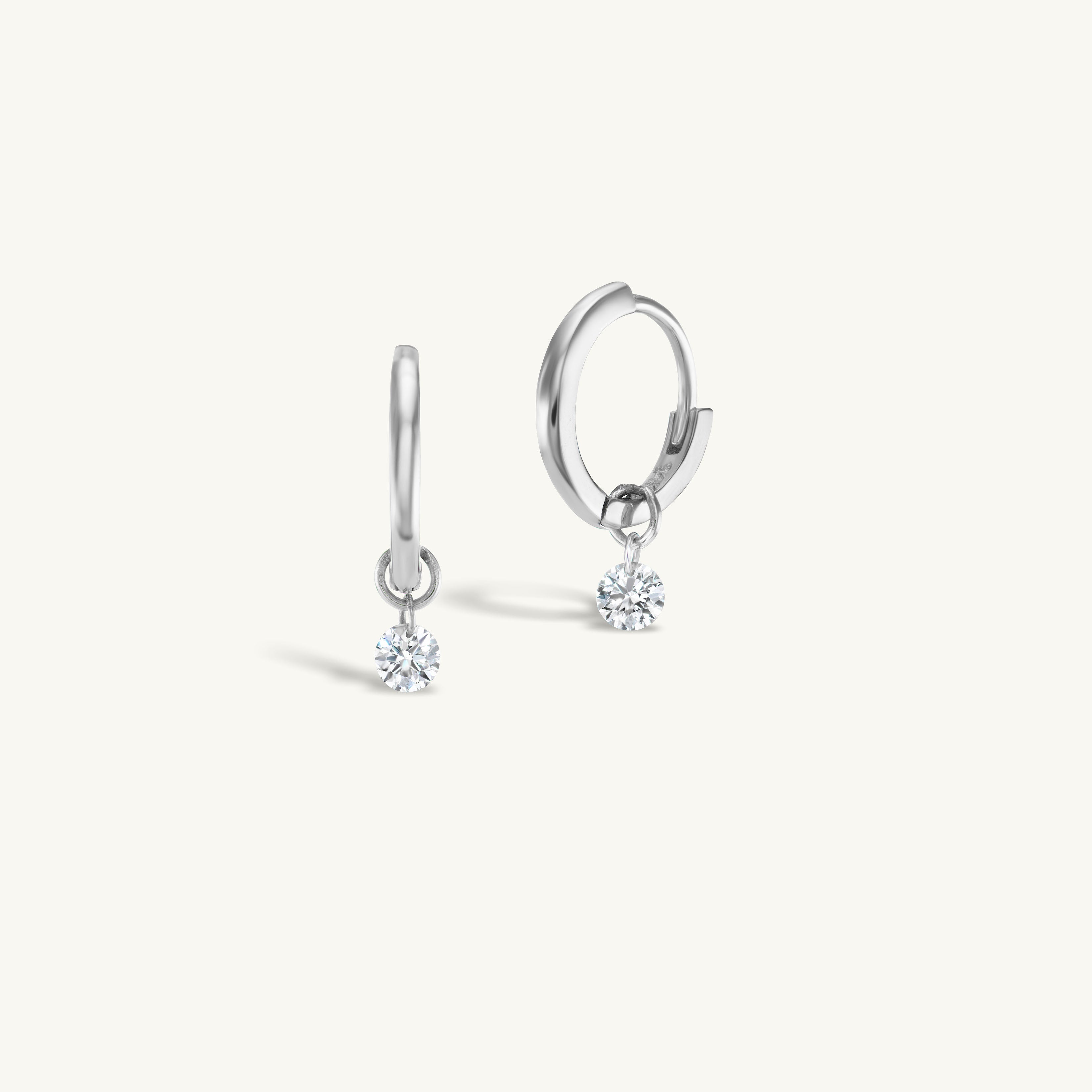 Single Pierced Diamond Gold Huggies