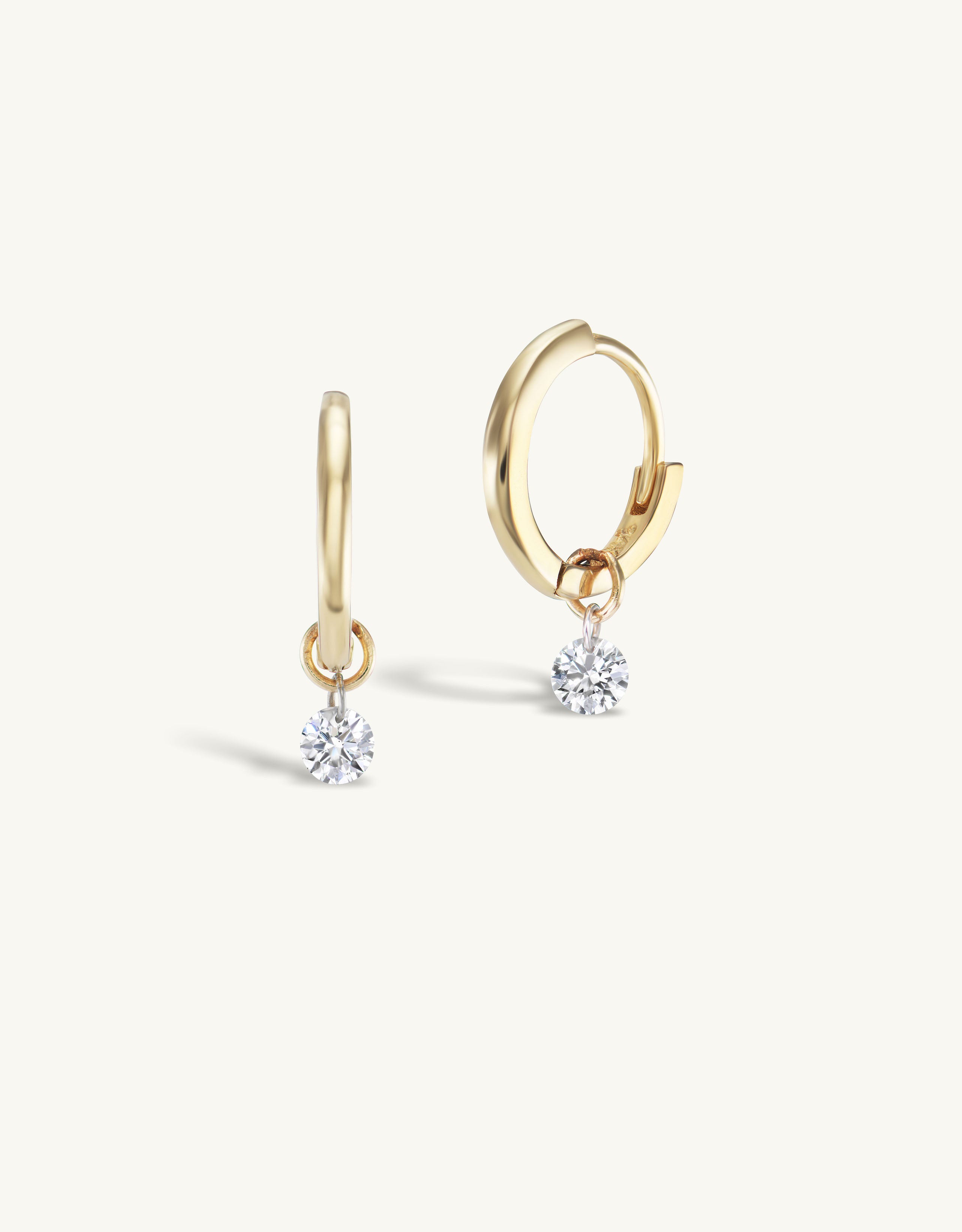 Single Pierced Diamond Gold Huggies
