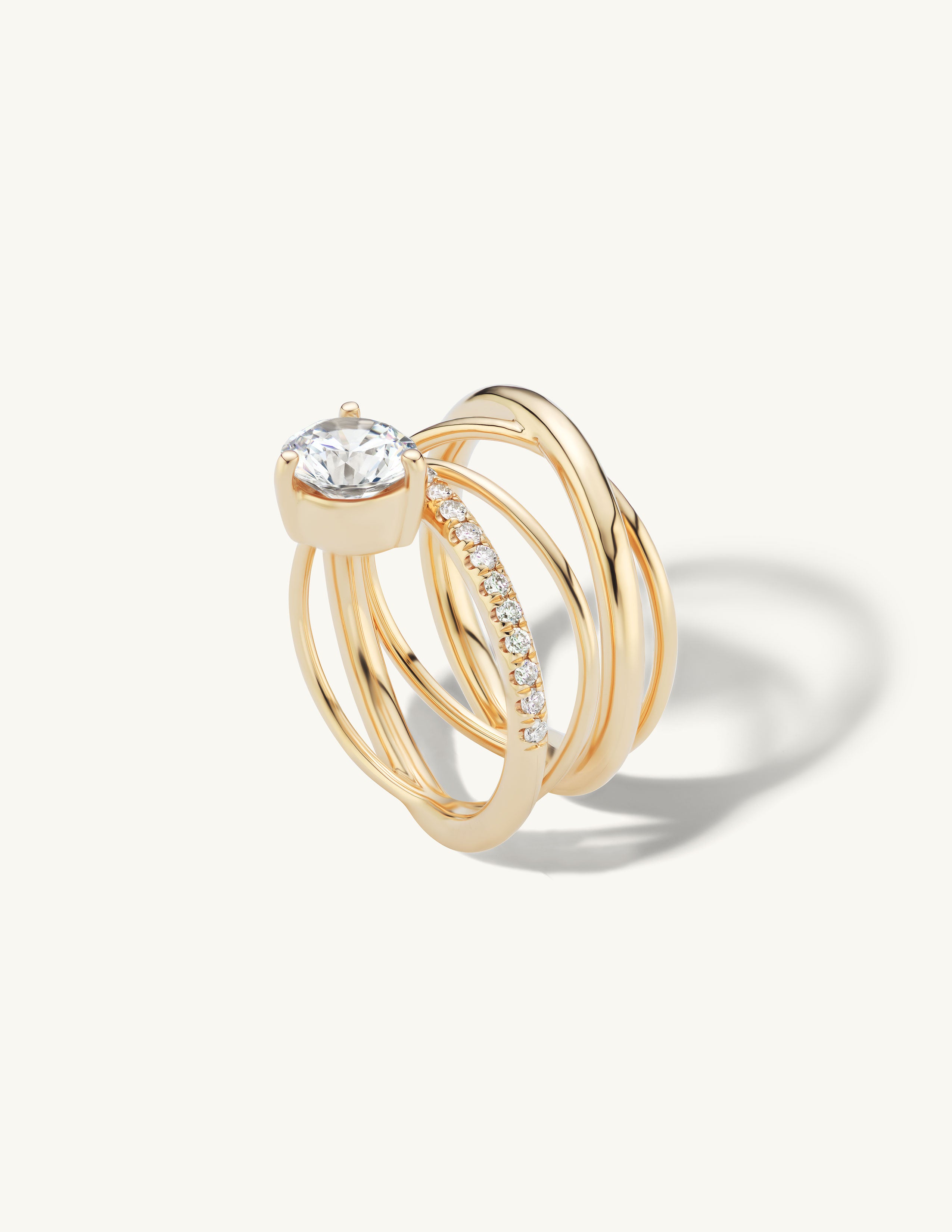 Half Pave Crossover Engagement Ring