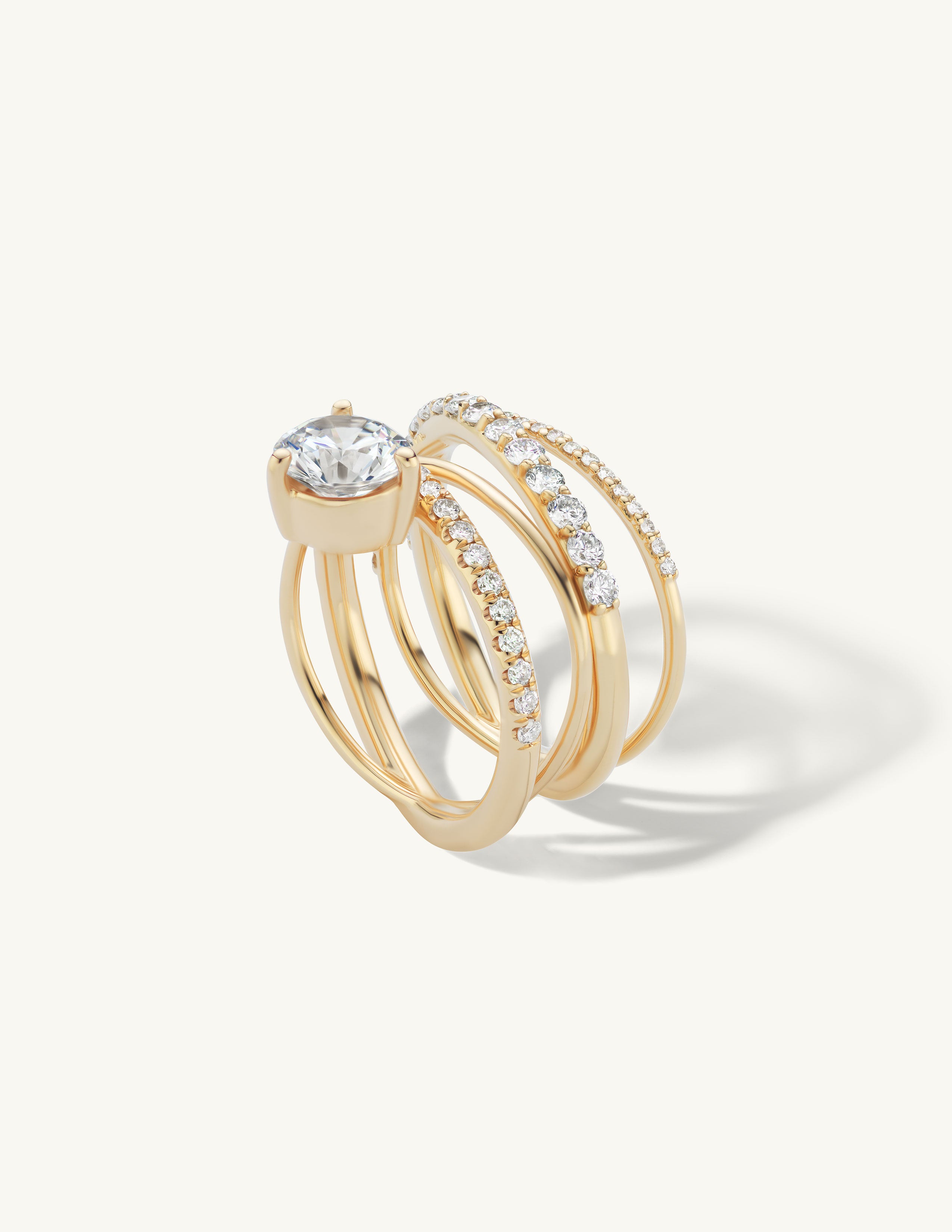 Half Pave Crossover Engagement Ring