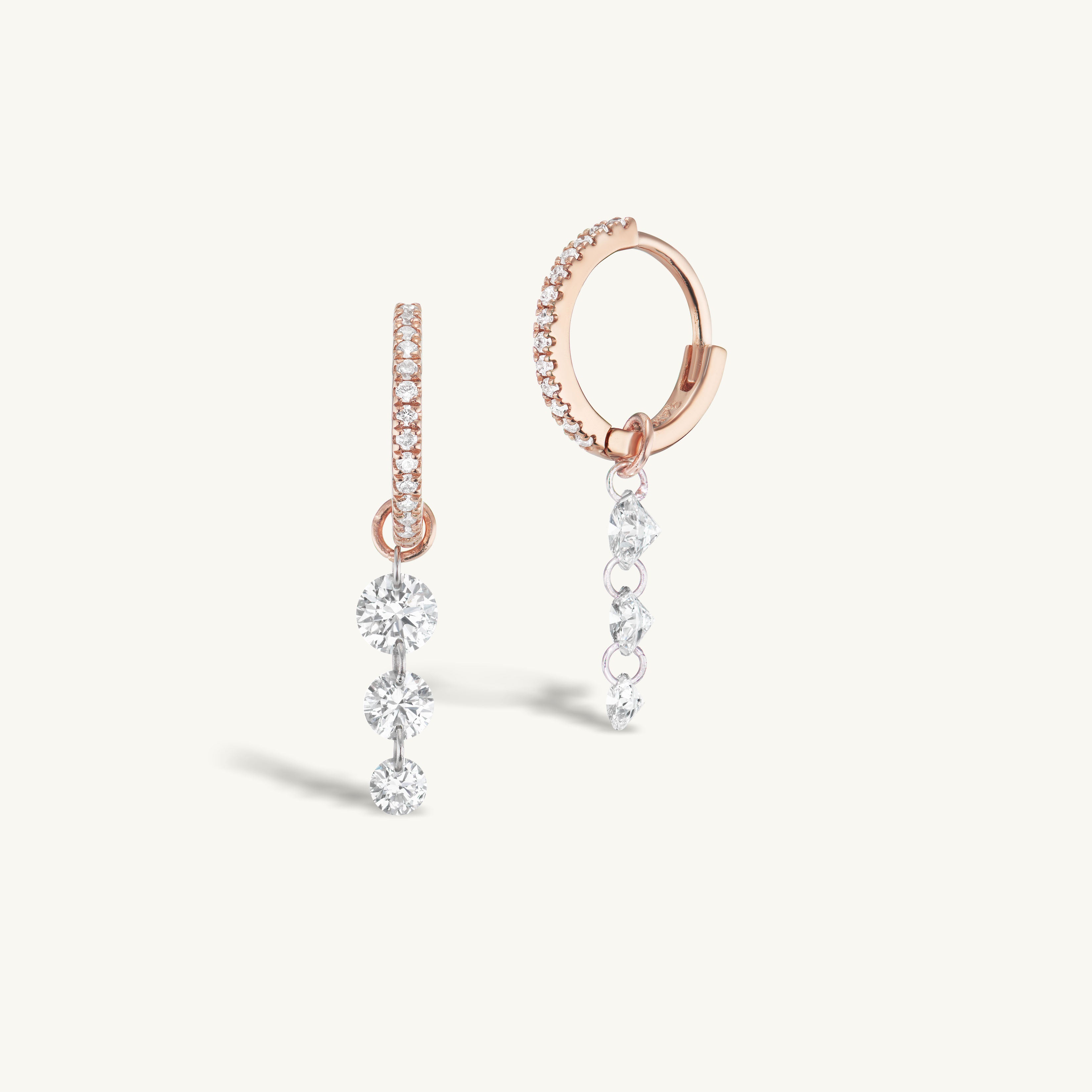 Triple Pierced Diamond Pave Huggies