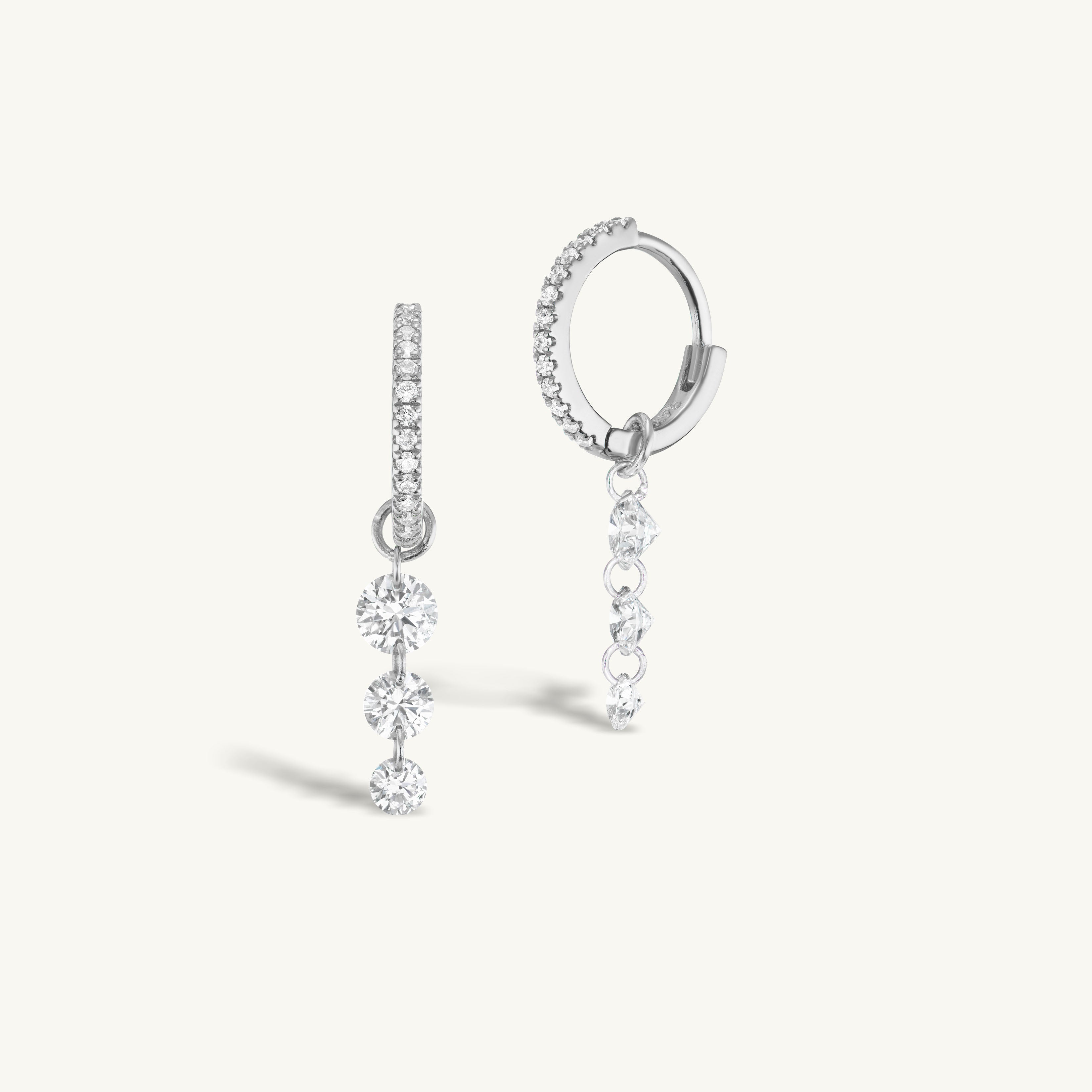 Triple Pierced Diamond Pave Huggies