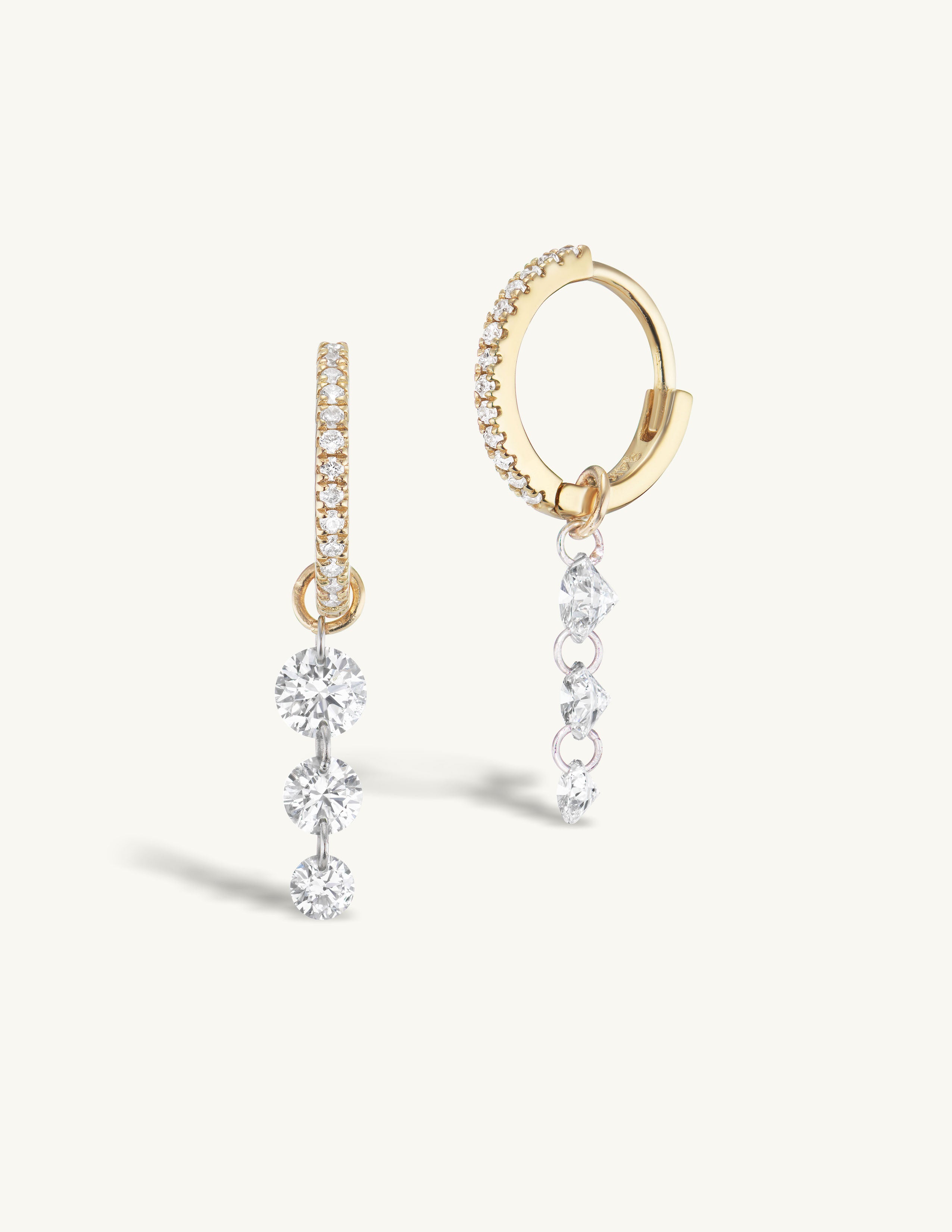 Triple Pierced Diamond Pave Huggies
