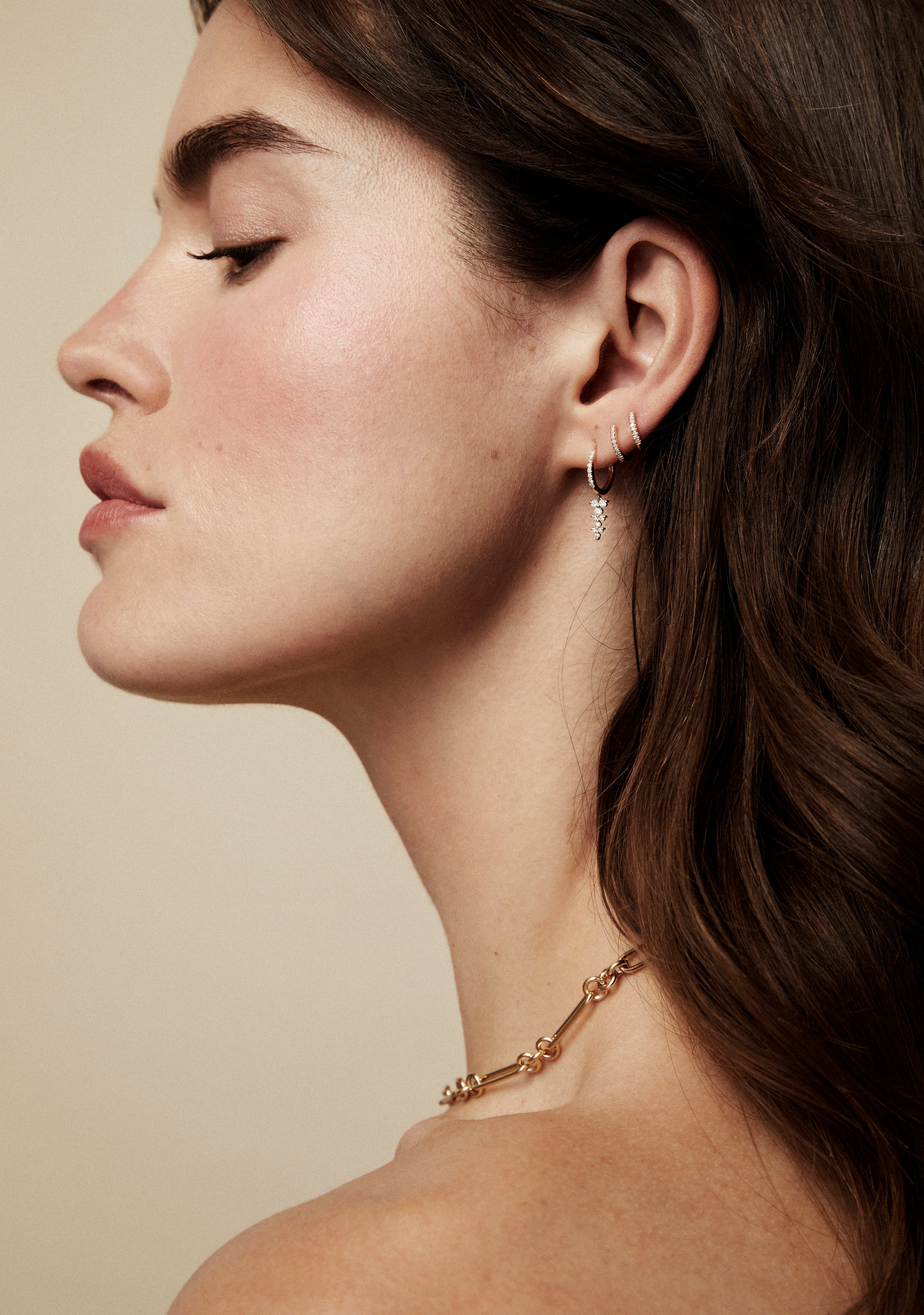 Pave Huggies with Diamond Waterfall Drops