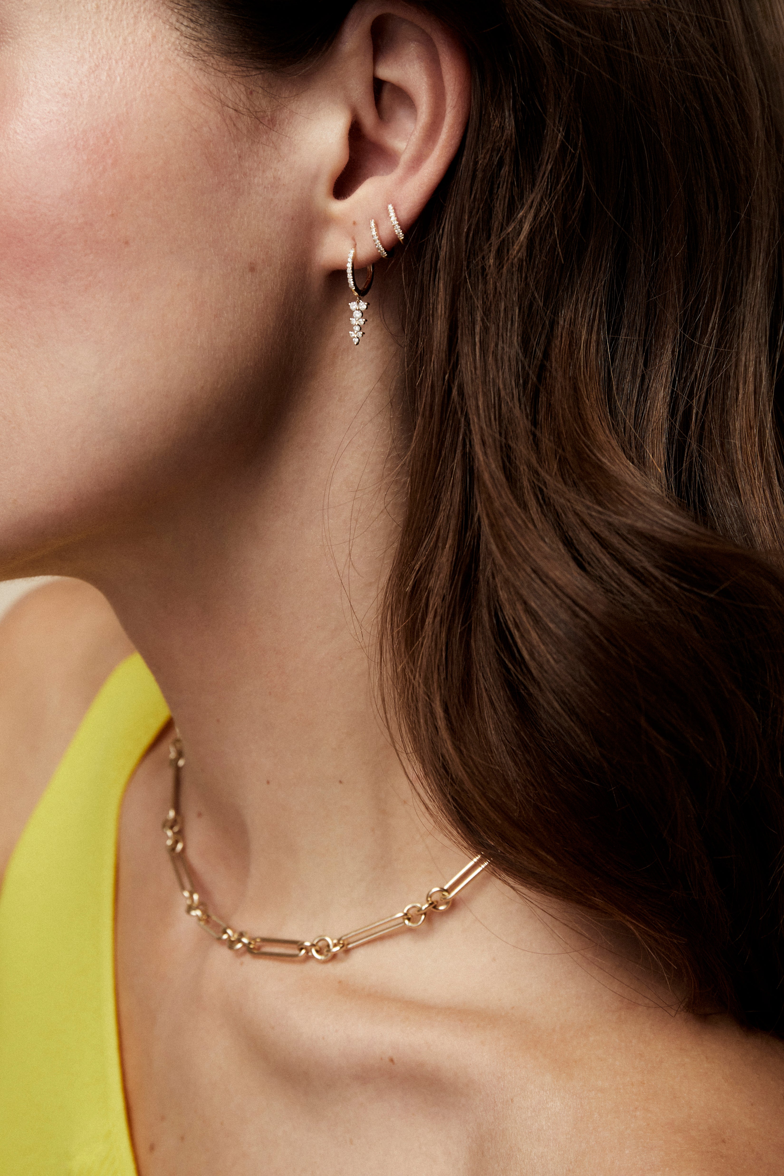 Pave Huggies with Diamond Waterfall Drops