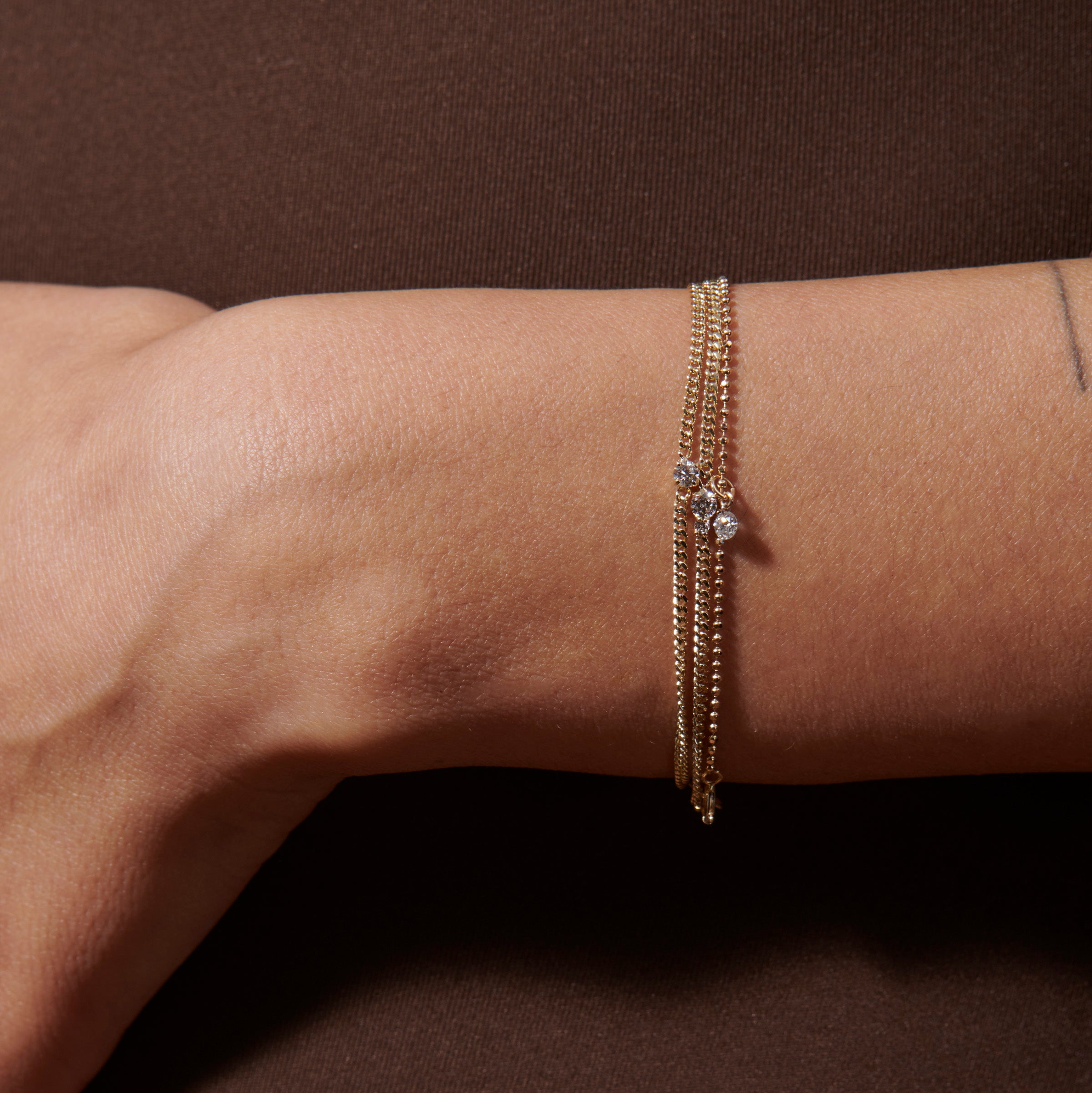 Pierced Diamond Beaded Chain Bracelet