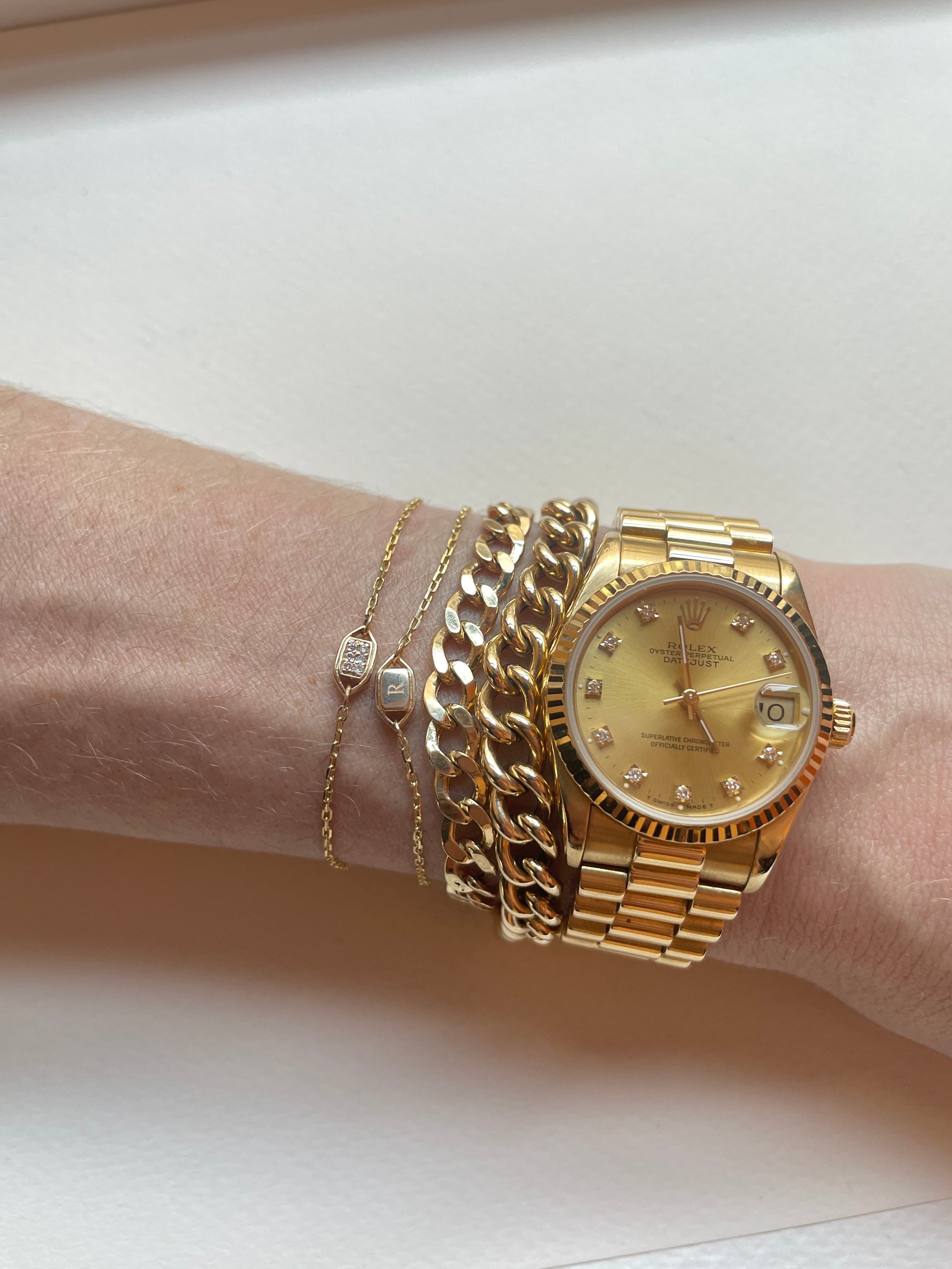 Gold Engraved Shield Bracelet