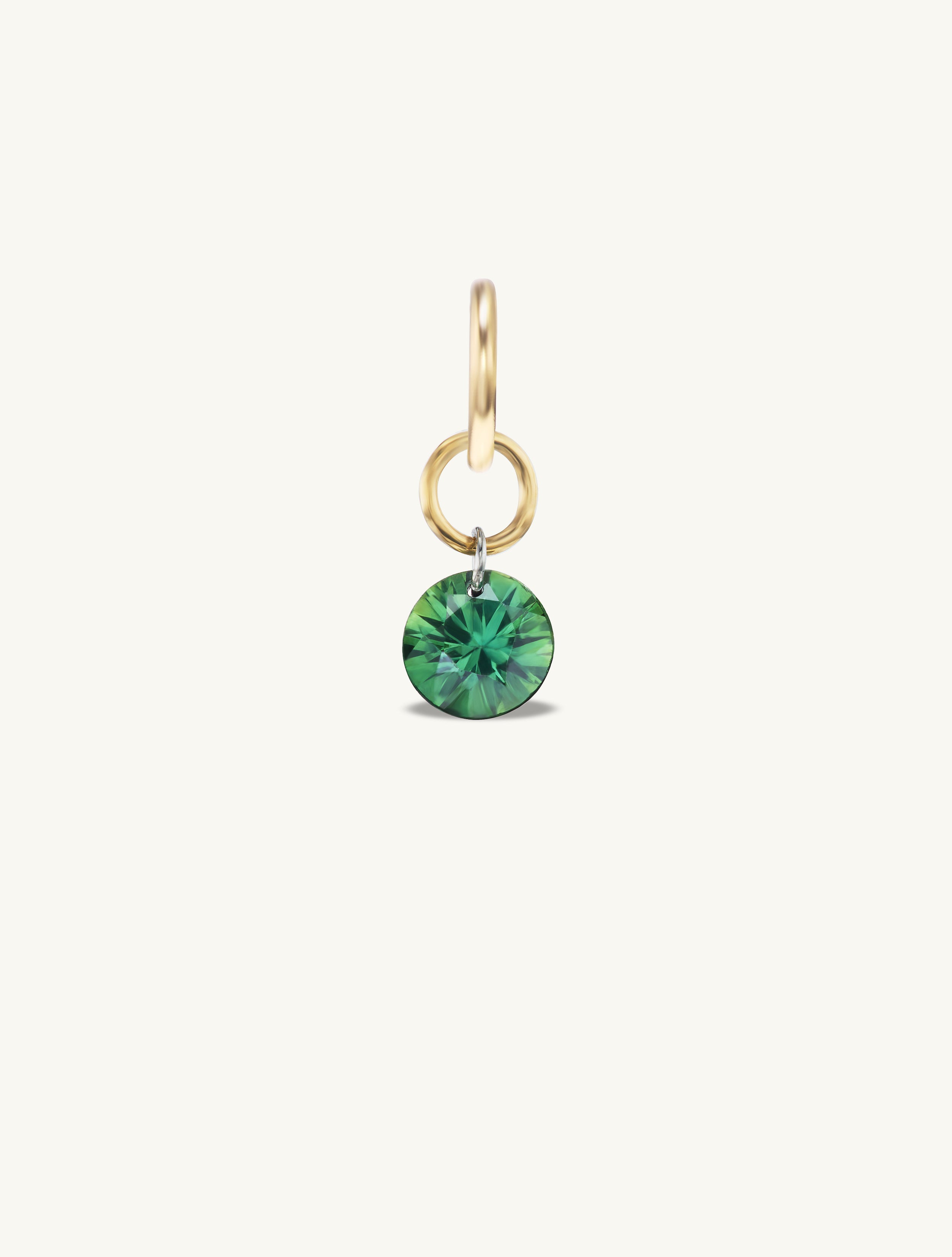 Small Round Pierced Green Sapphire Charm for Chains