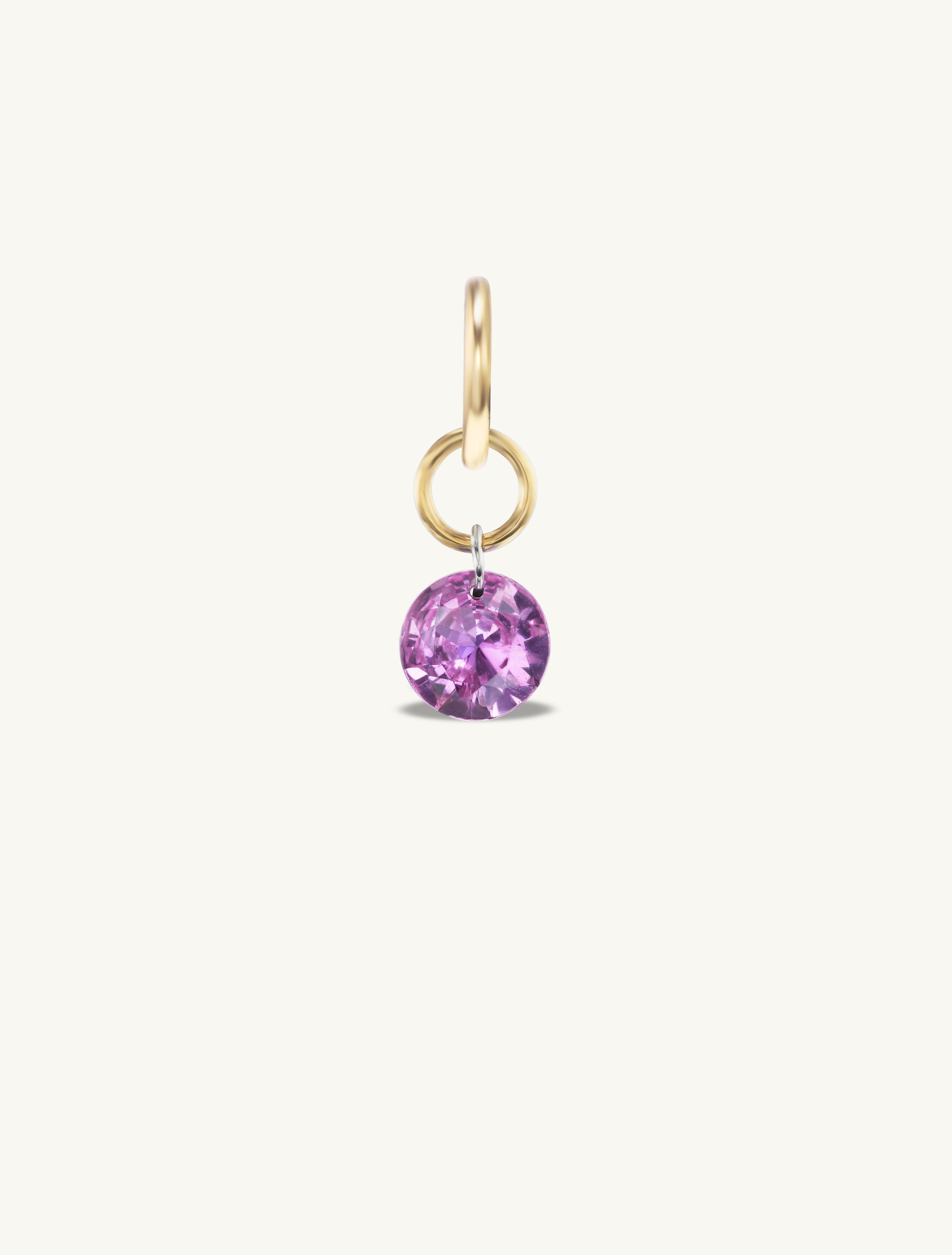 Small Round Pierced Pink Sapphire Charm for Chains
