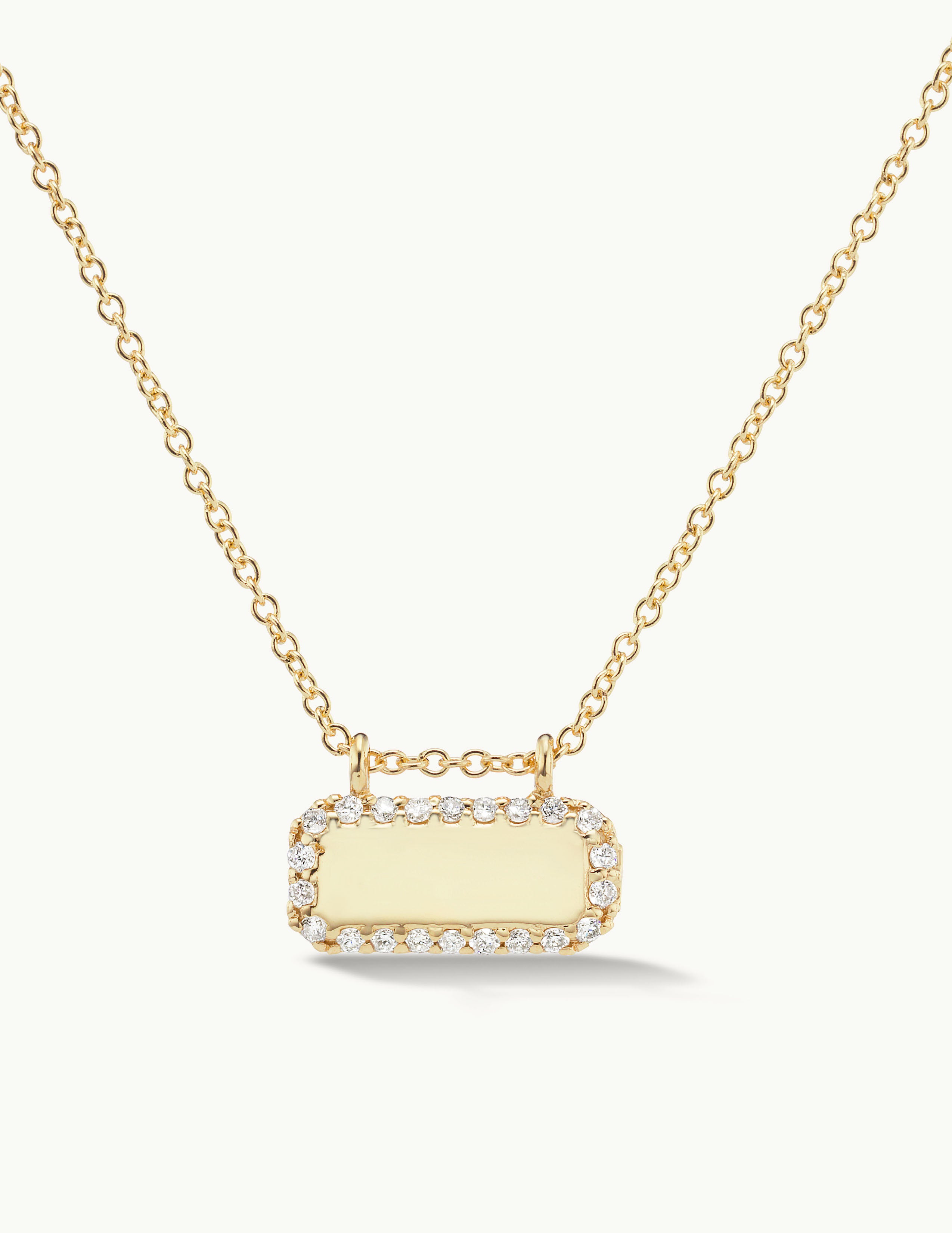 Horizontal Diamond Edge Tag Necklace