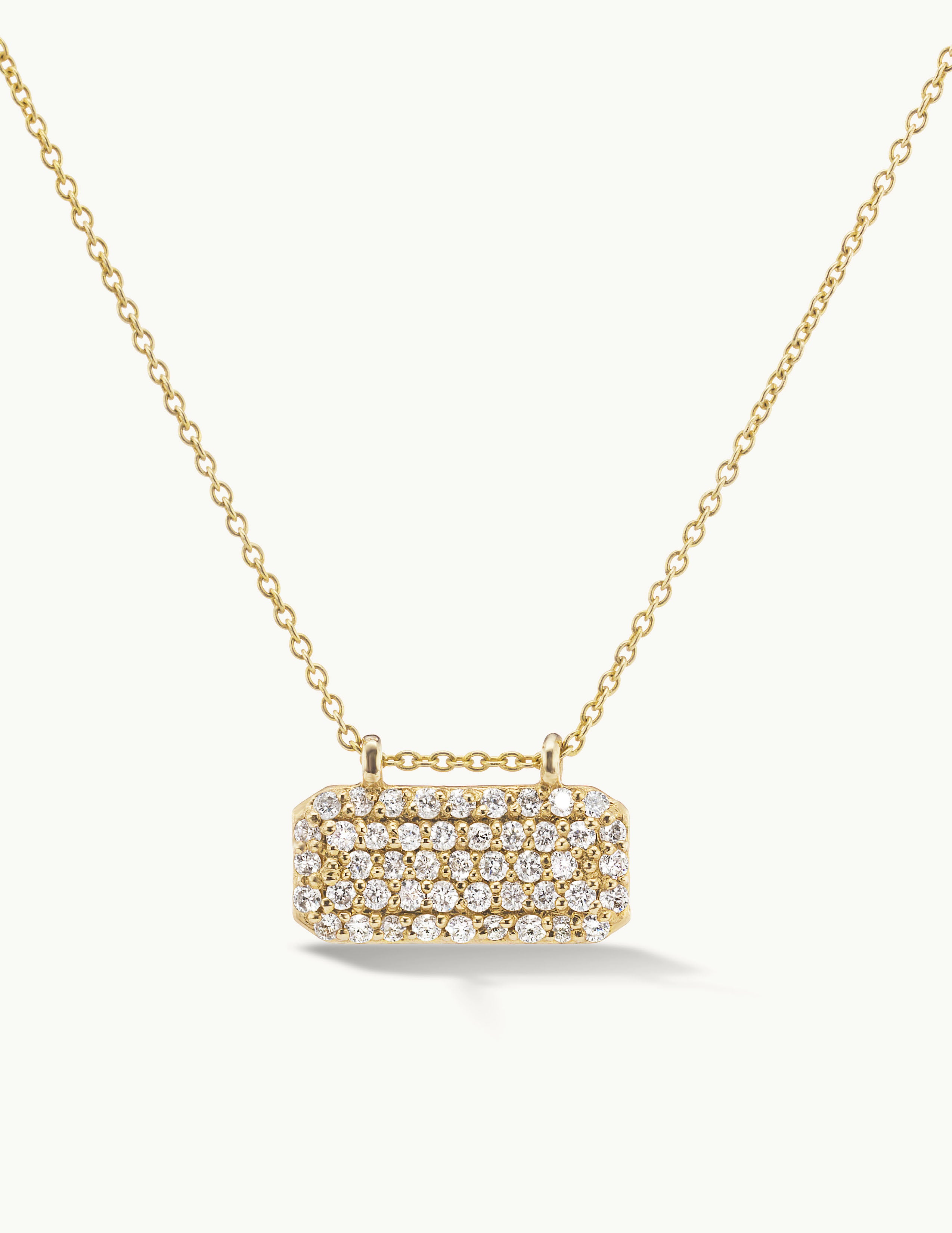 Horizontal Diamond Studded Tag Necklace
