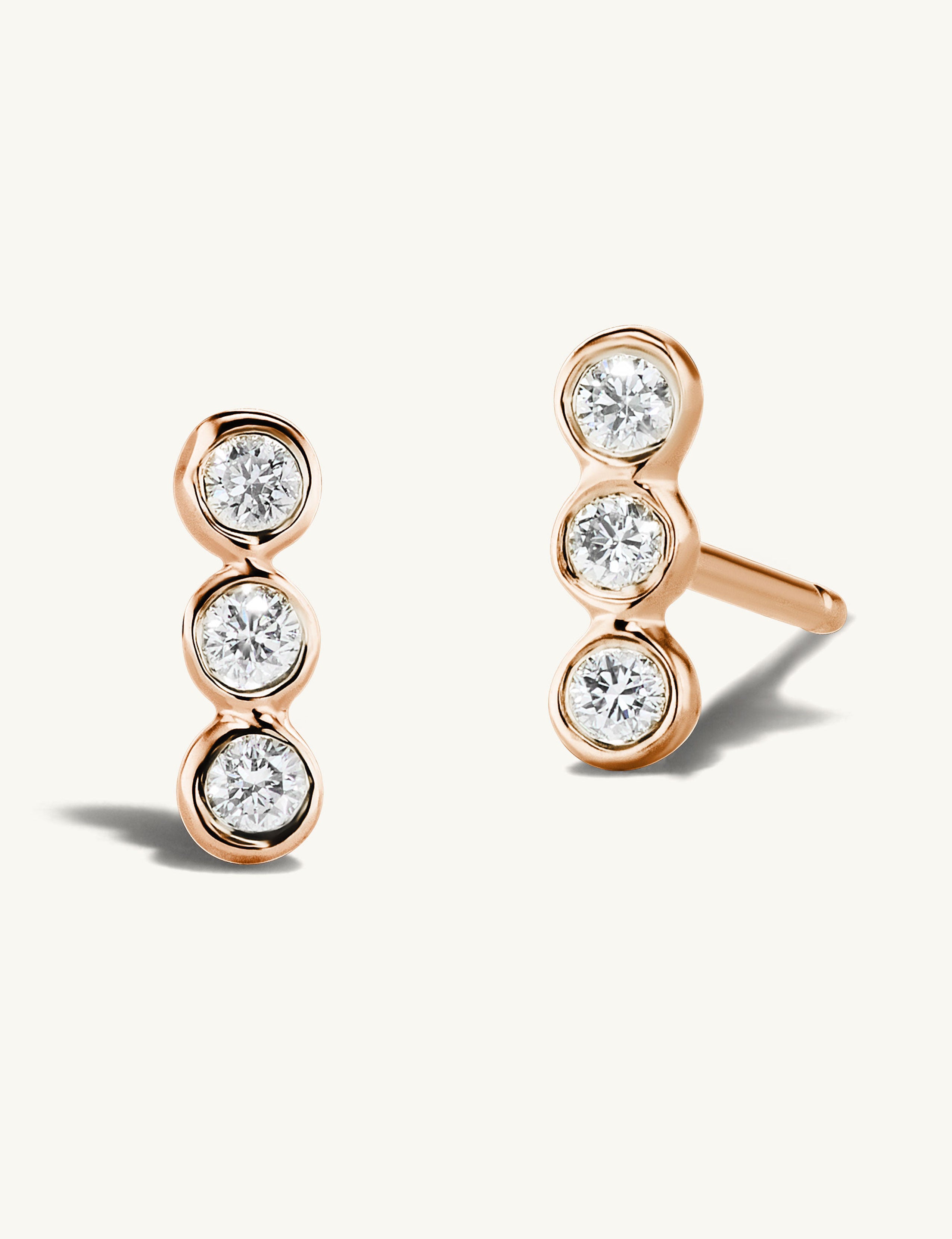 Three Diamond Bar Studs