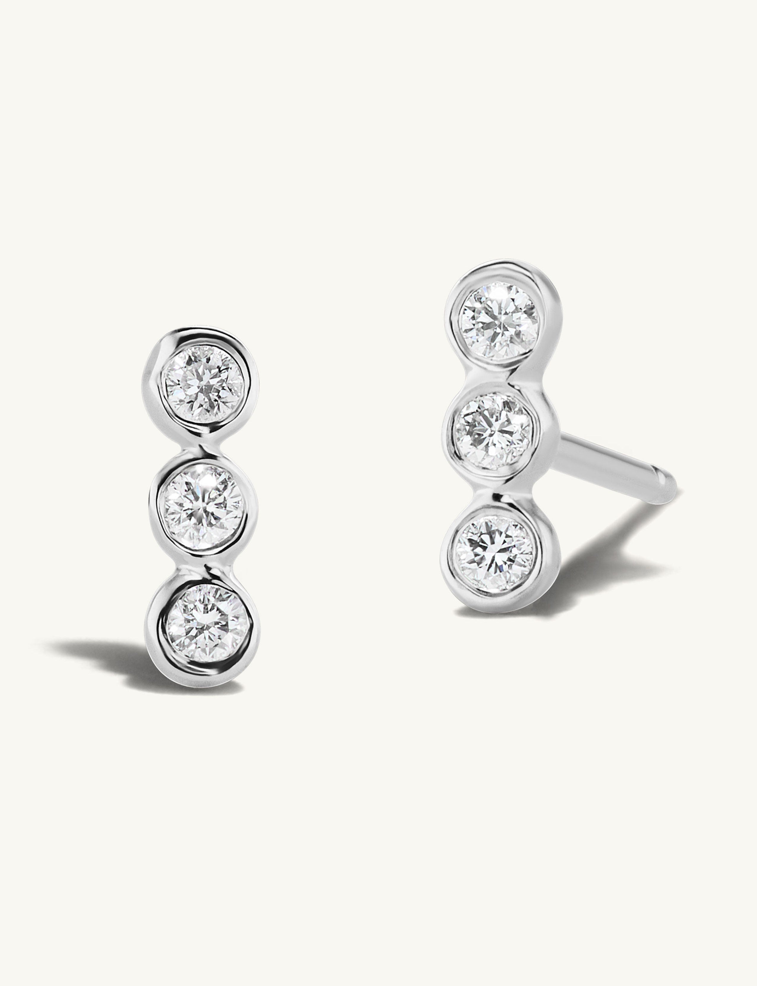 Three Diamond Bar Studs