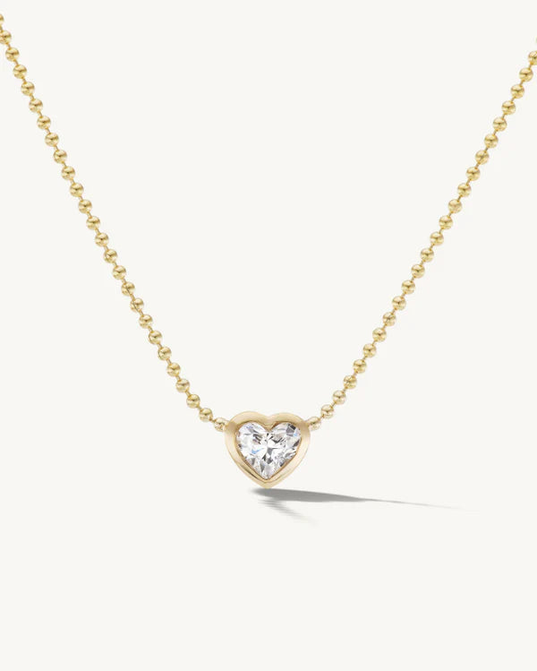 Beaded Bezel Heart Necklace