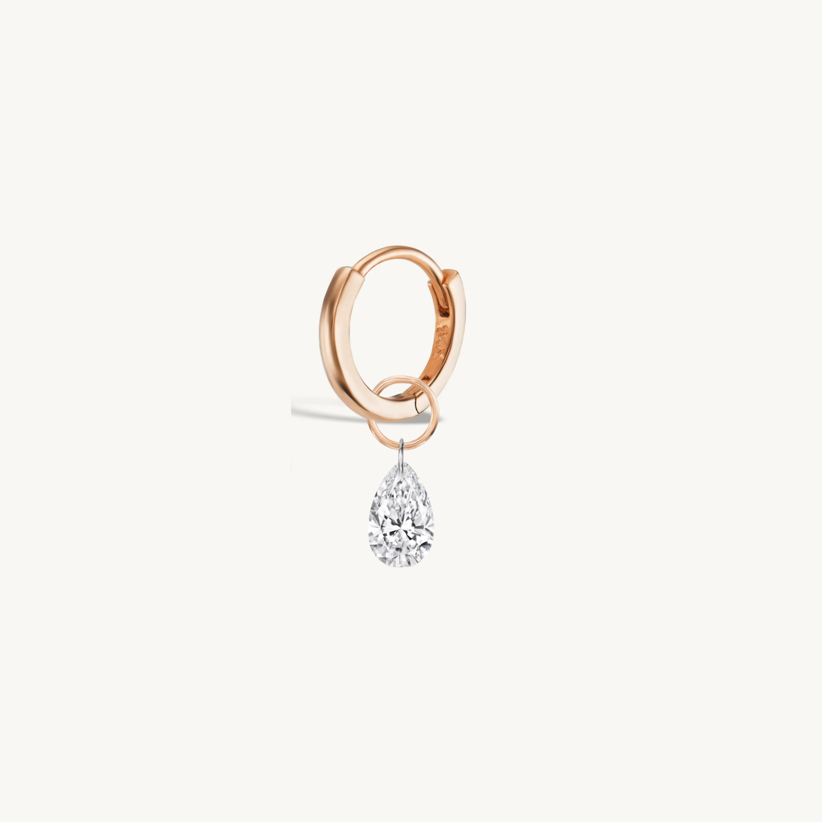 XL Pear Pierced Diamond Charm + Free 8mm Gold Huggies