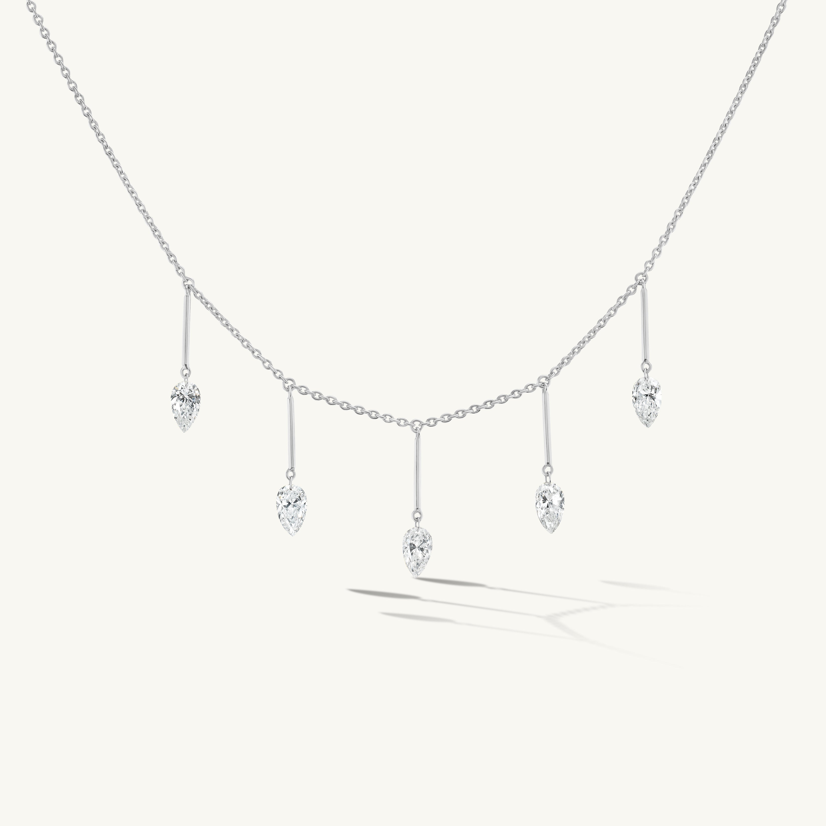Pierced Pear Diamond & Gold Bar Necklace