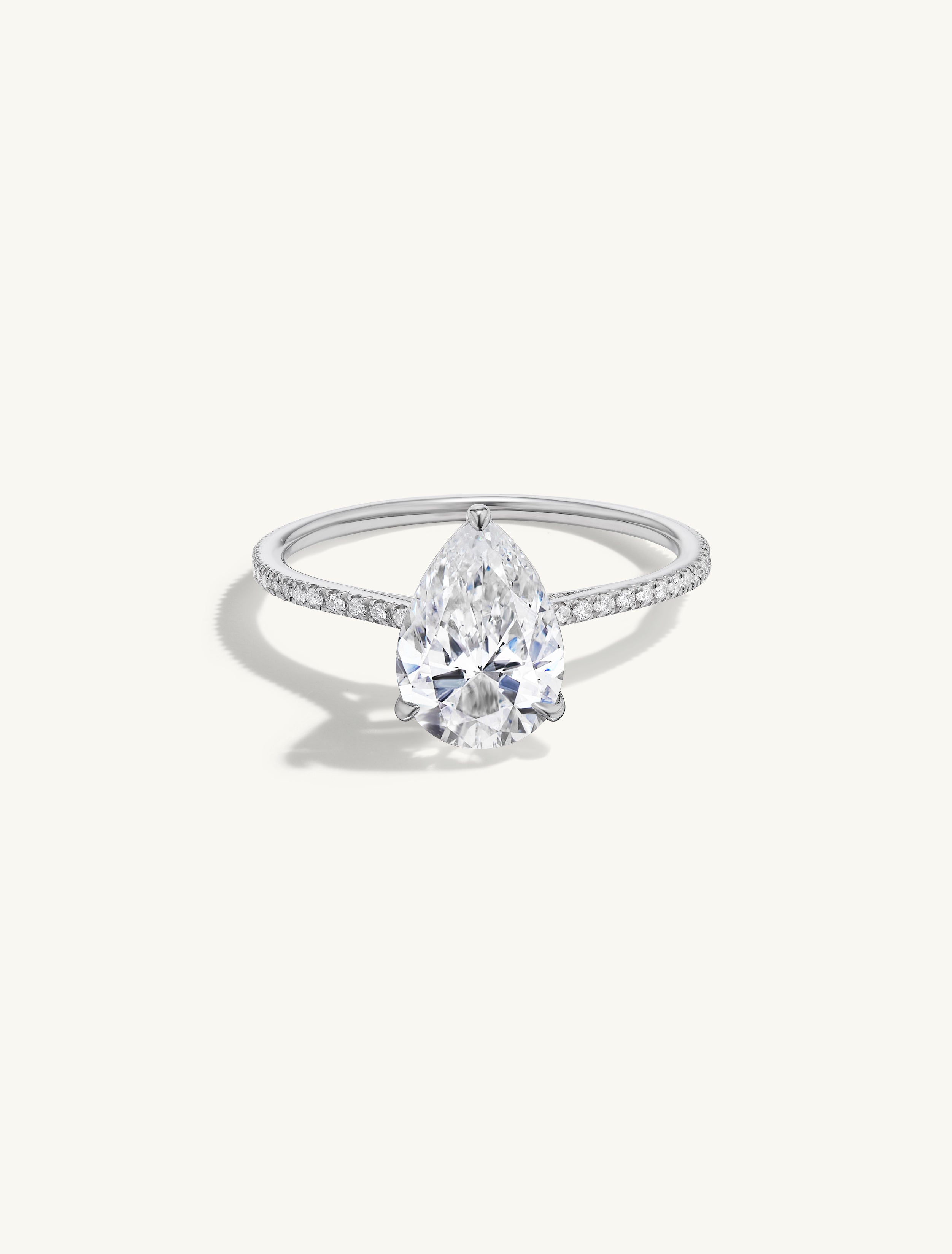 Pave Floating Pear Engagement Try-On Ring