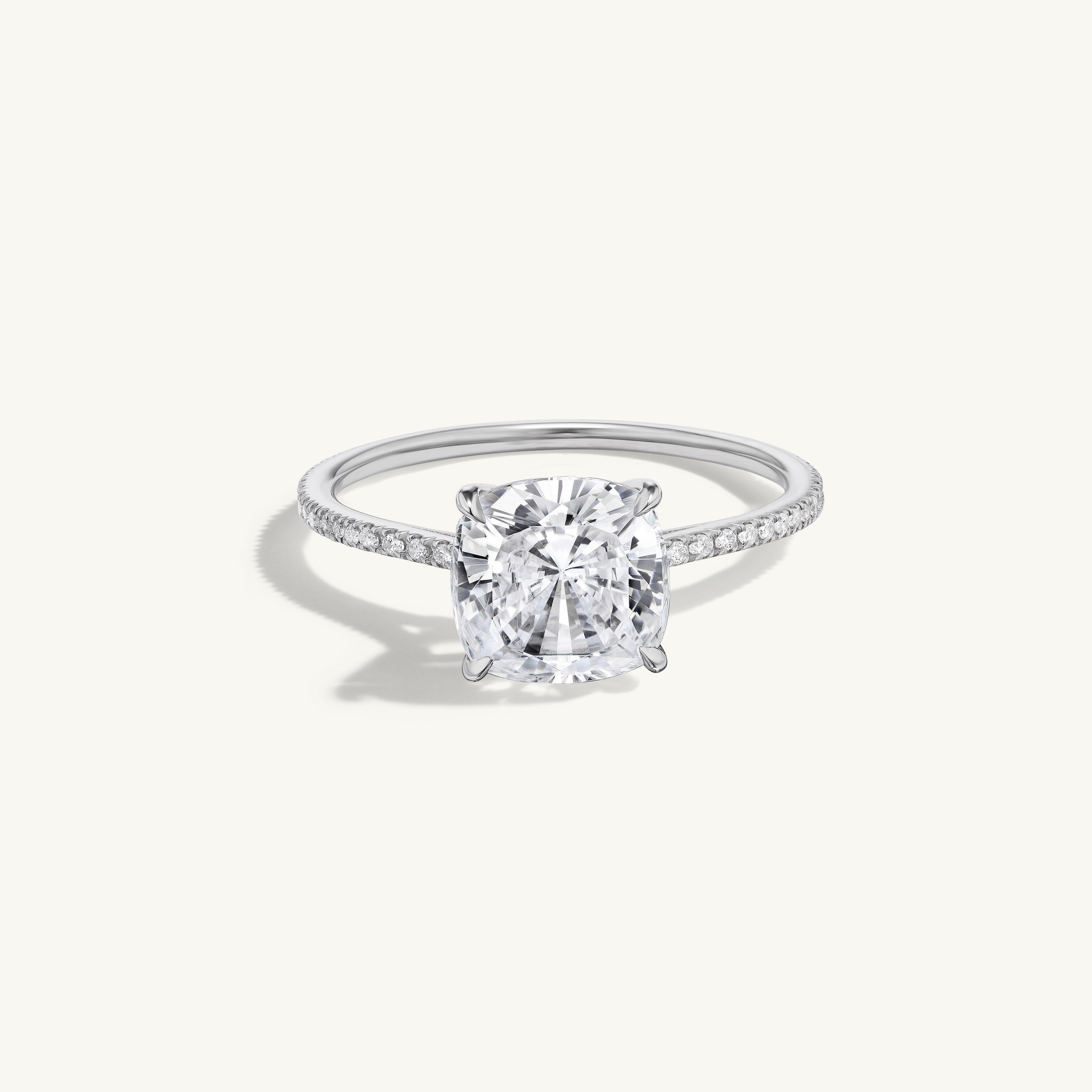 Pave Floating Cushion Engagement Ring