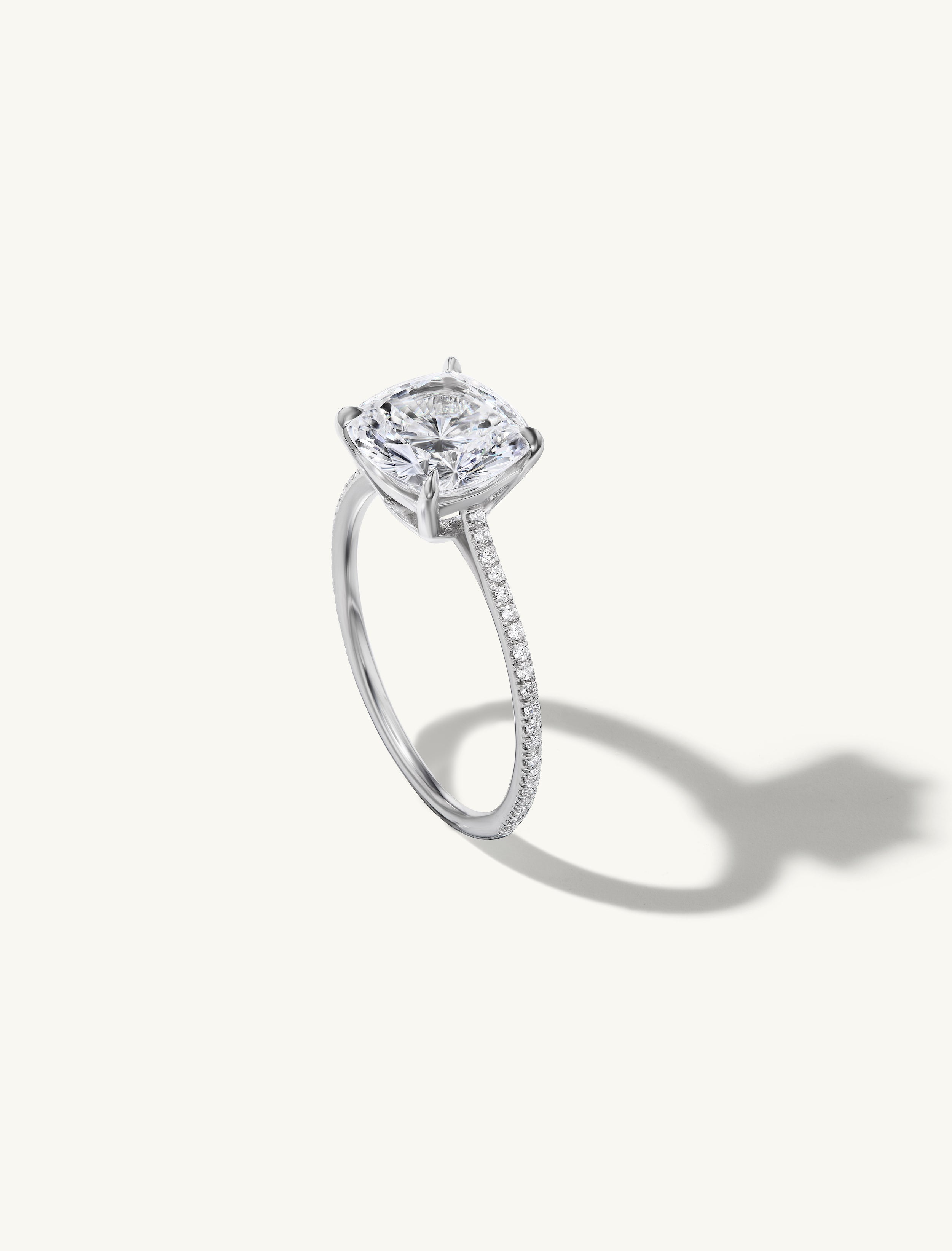 Pave Floating Cushion Engagement Ring