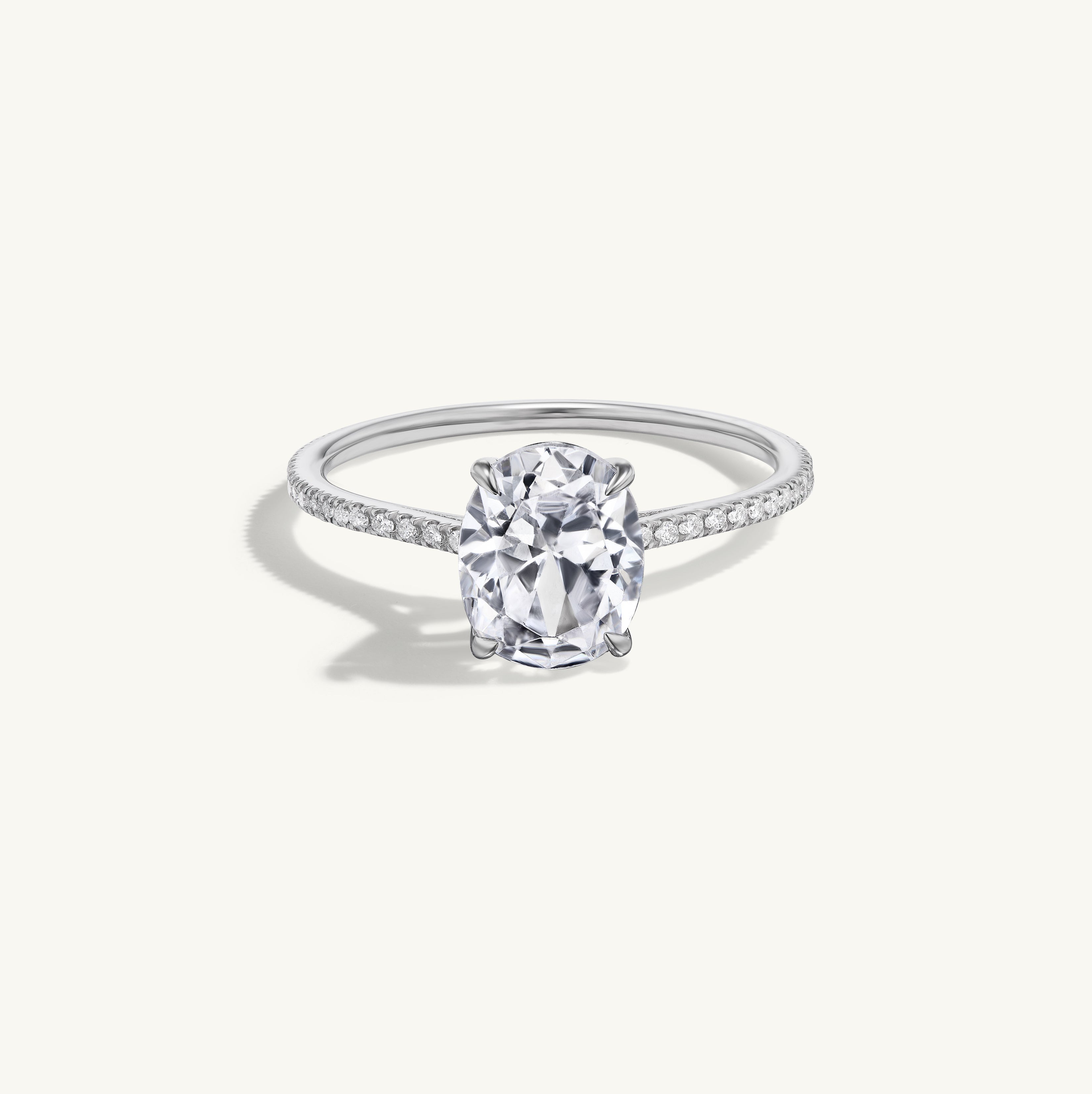 Pave Floating Oval Engagement Ring