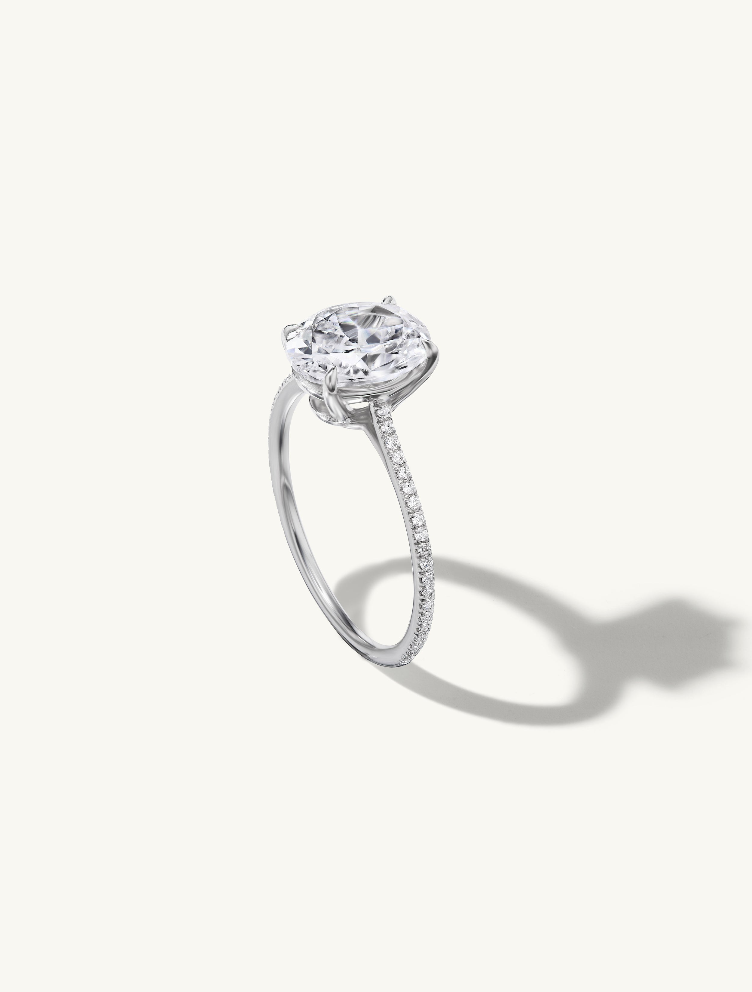 Pave Floating Oval Engagement Ring