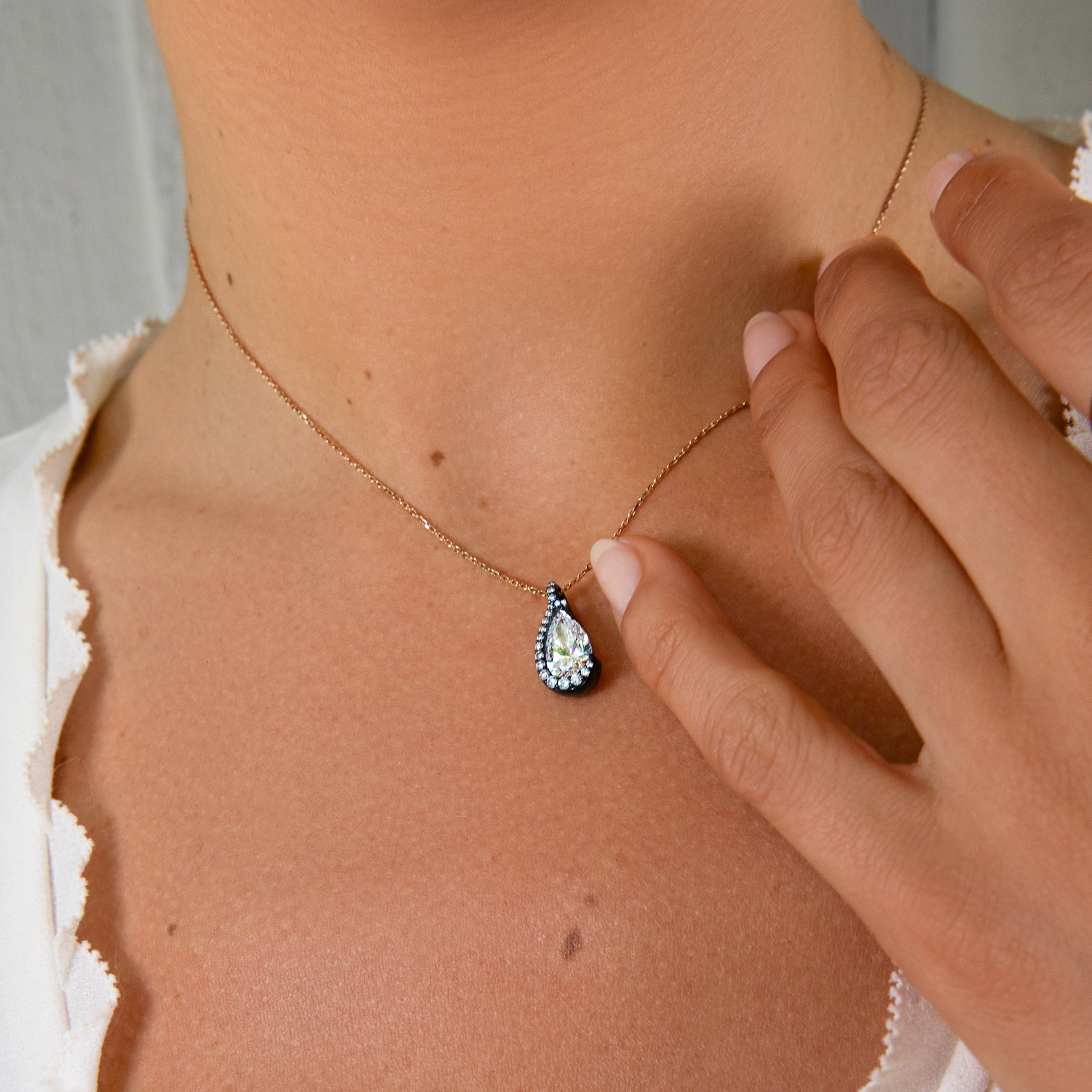 Patina Droplet Pendant + Free Chain Necklace