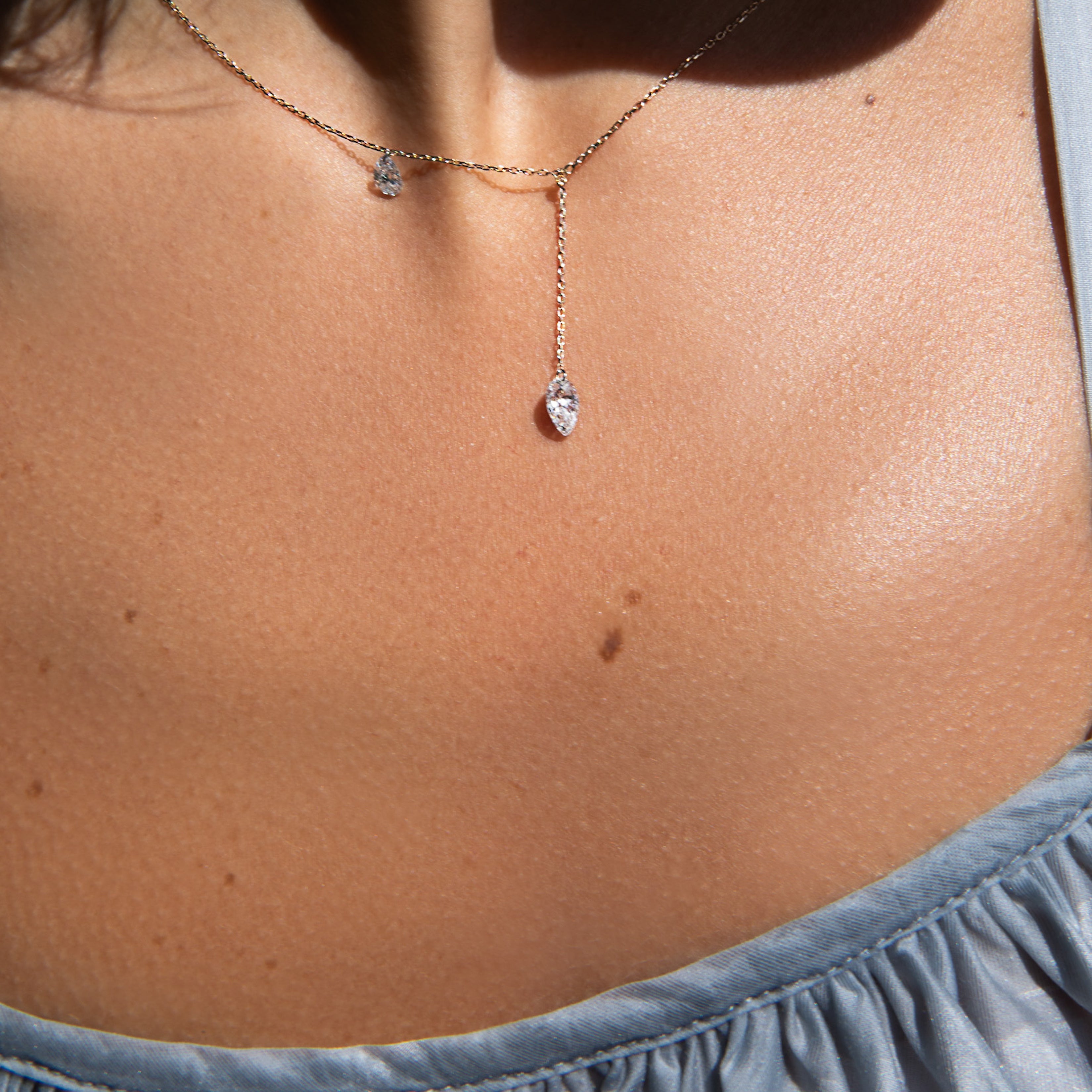 Duo Pierced Pear Diamond Necklace