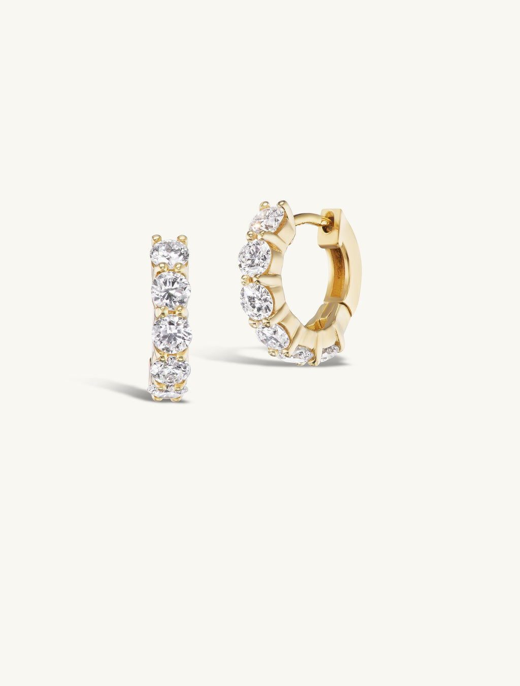 Double Prong Medium Diamond Hoops Stock
