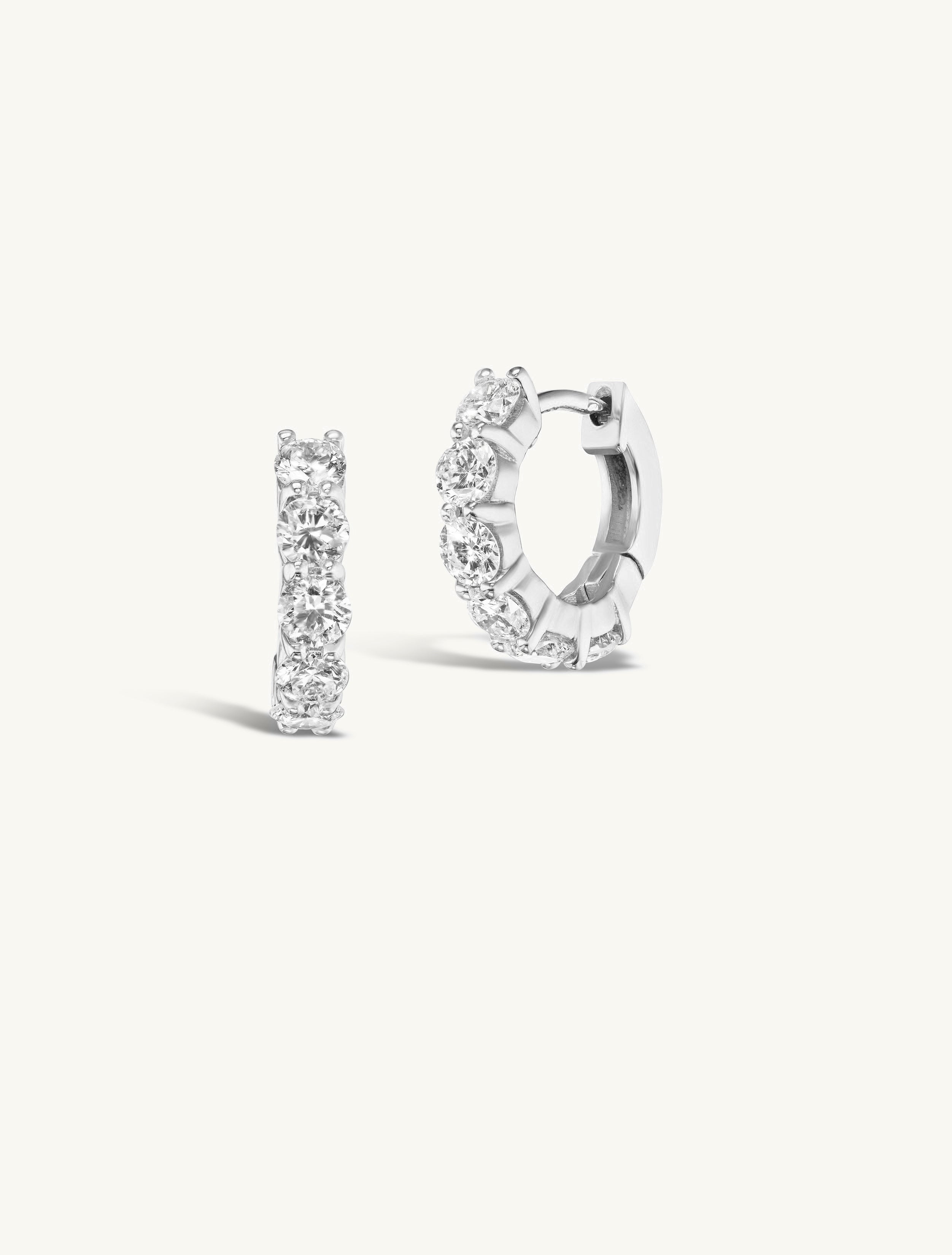 Double Prong Medium Diamond Hoops