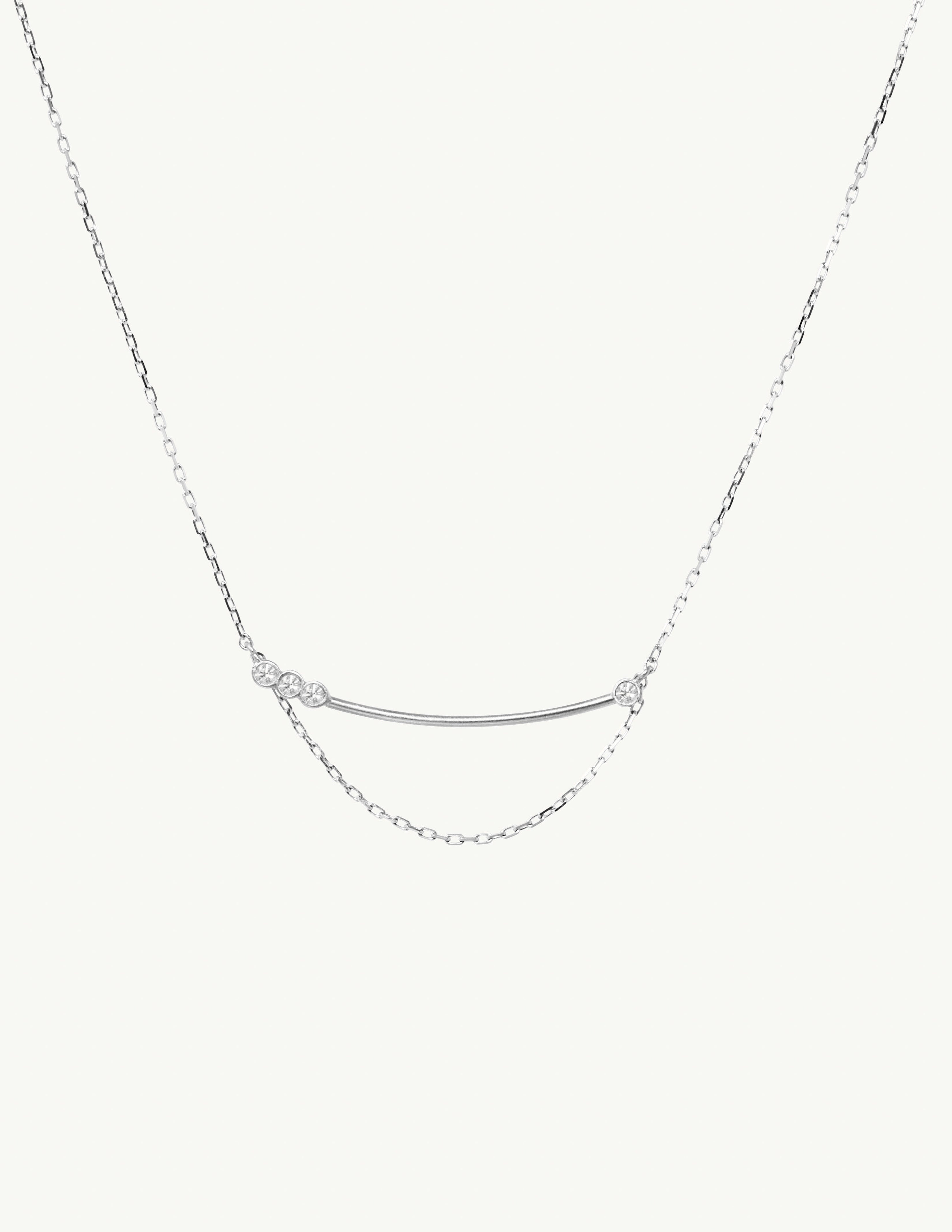 Asymmetrical Diamond Bar Necklace