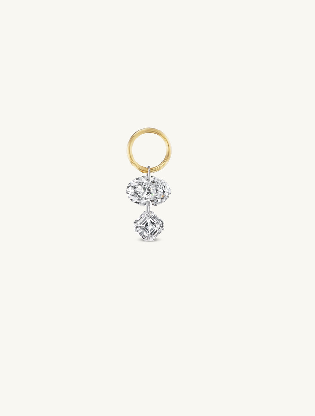 Oval + Asscher Pierced Diamond Charm Huggies
