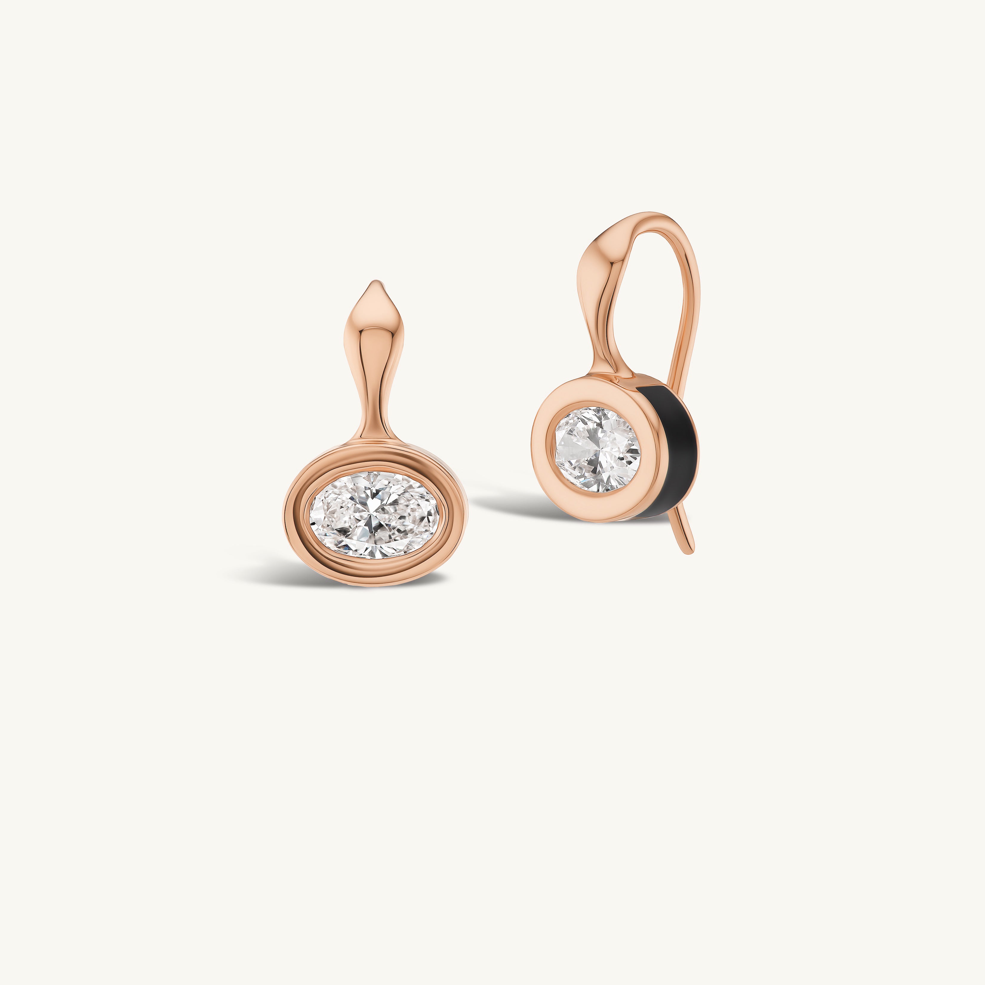 SRJ X ZM Petite Oval Diamond and Enamel Earrings