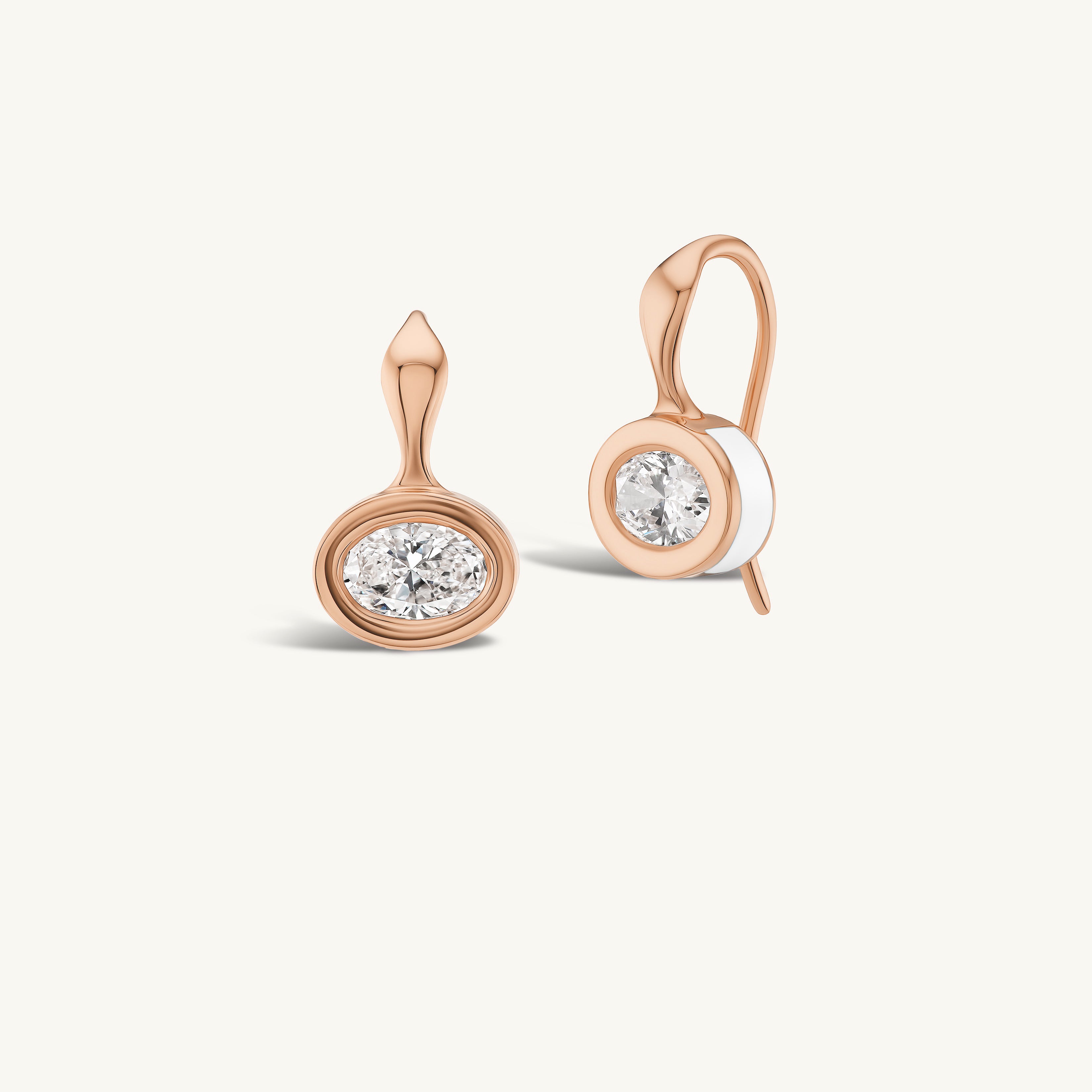 SRJ X ZM Petite Oval Diamond and Enamel Earrings